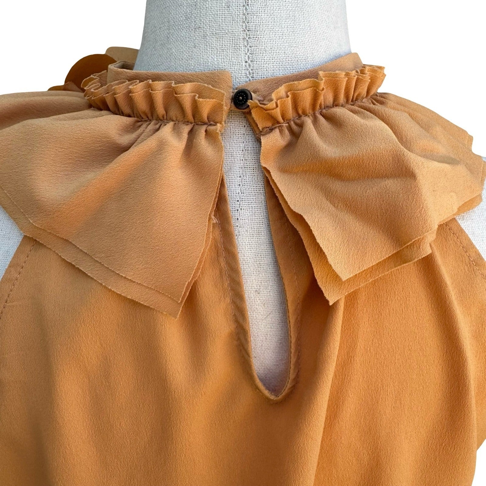 Zara Feminine Romantic Ruffle Flower Halter Blouse Sleeveless Orange Womens S