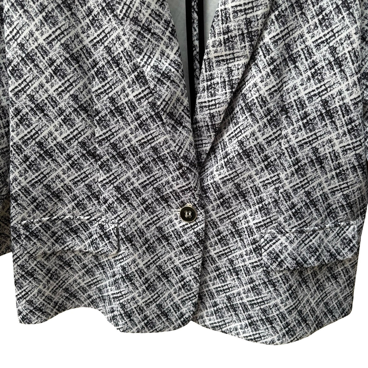 NYCC Minimalist Careerwear Chic Abstract Print Stretch Blazer Jacket Black L NEW