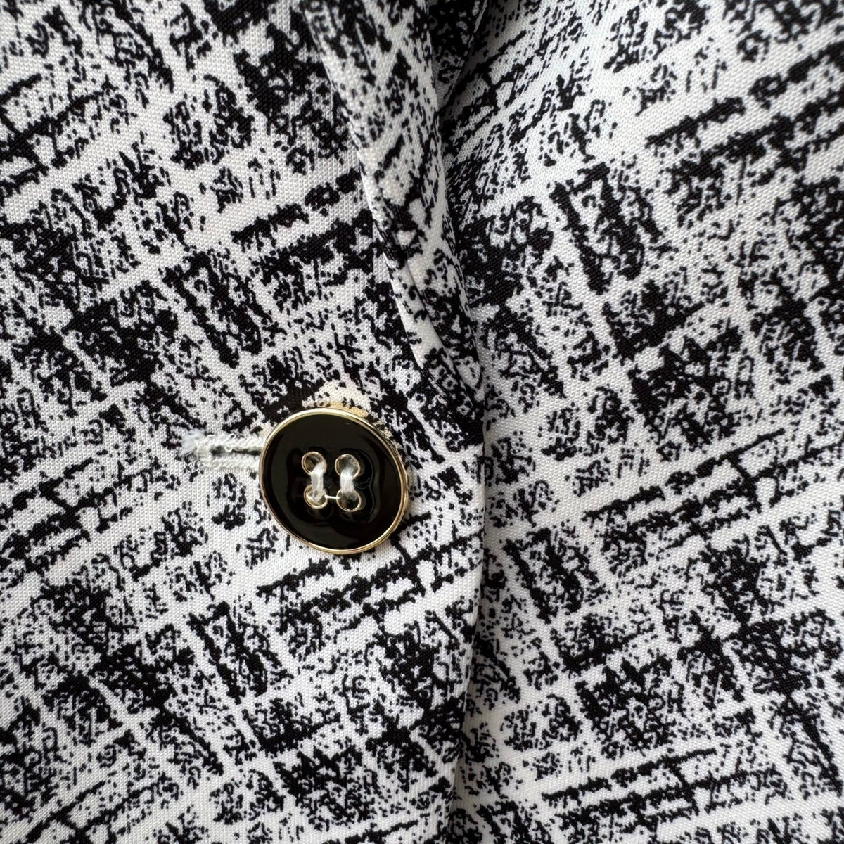 NYCC Minimalist Careerwear Chic Abstract Print Stretch Blazer Jacket Black L NEW