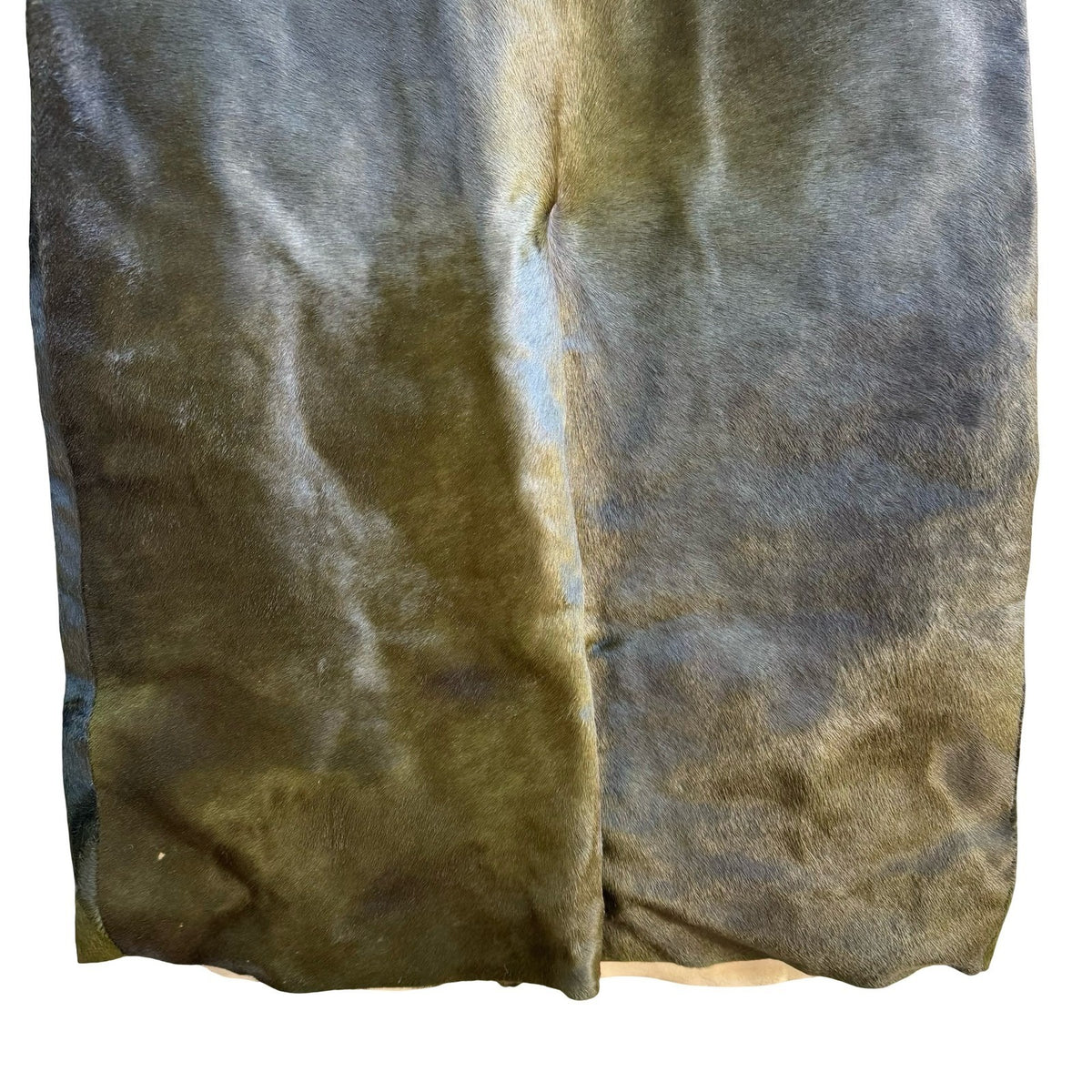 Donna Karan Signature Pony Hair Runway Quiet Luxury Pencil Skirt Olive Green 6