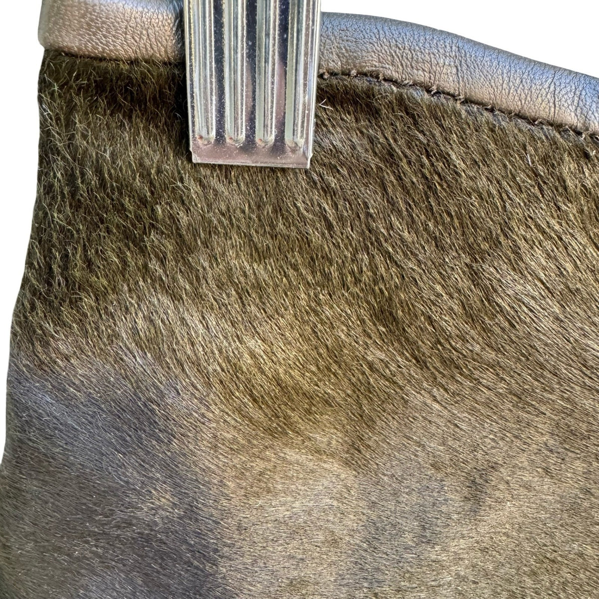Donna Karan Signature Pony Hair Runway Quiet Luxury Pencil Skirt Olive Green 6