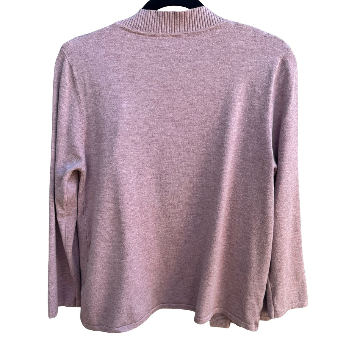 Coquette Minimalist Coastal Wool Blend Open Front Ribbed Shawl Cardigan Pink M