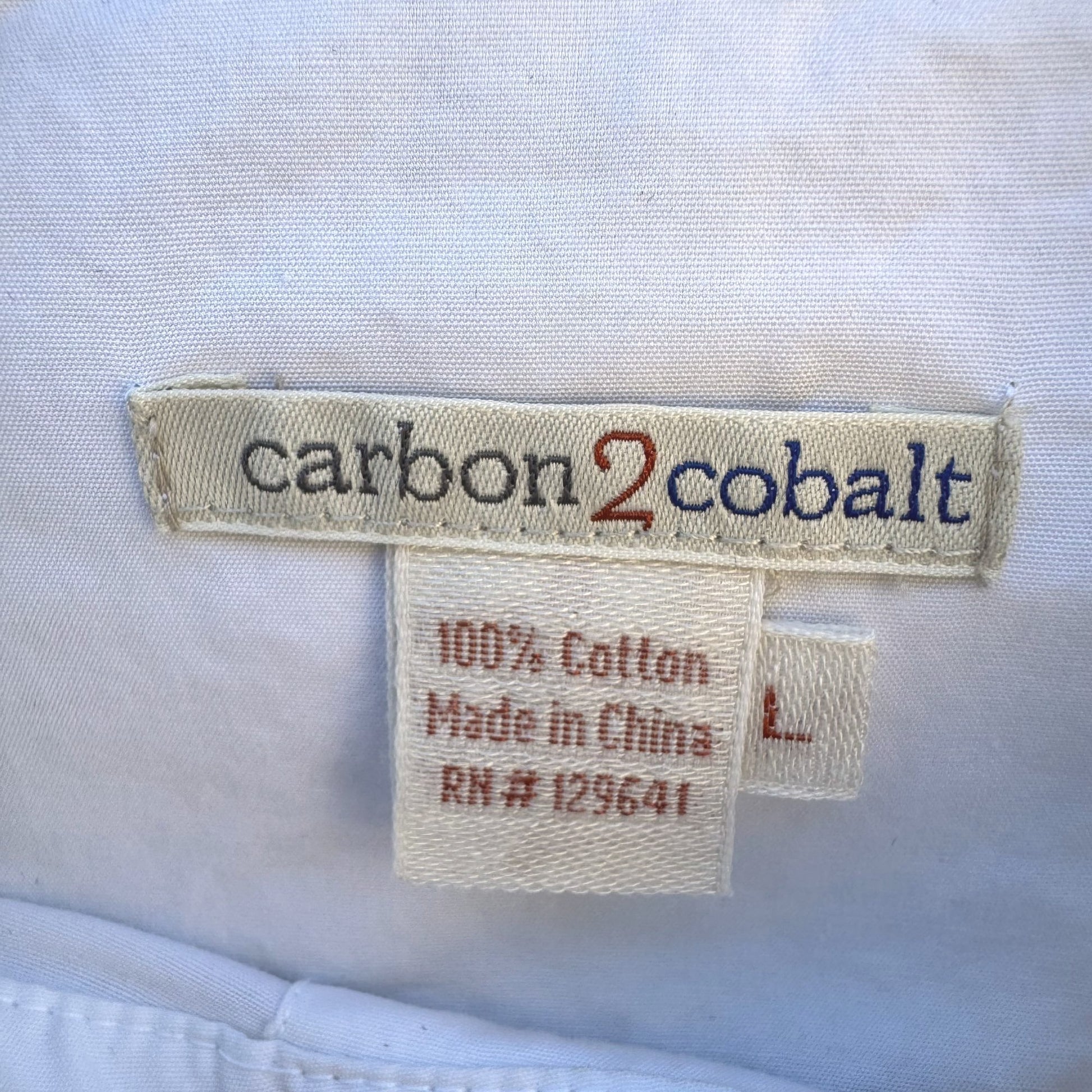 Carbon2Cobalt Mens White Long Sleeve Button-Up All Cotton Classic Dress Shirt L