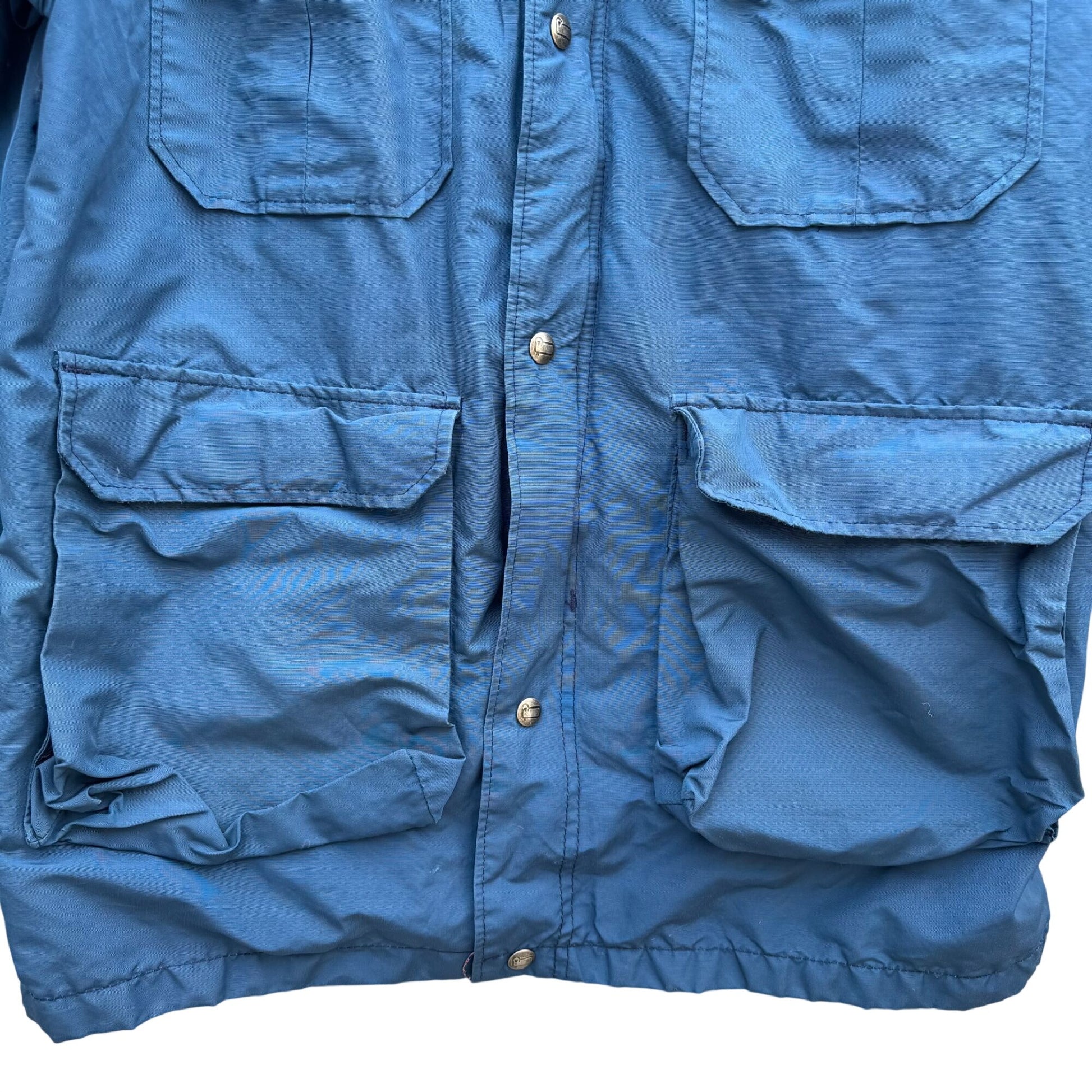 Teton Woolrich Blue Vintage Wool Blend Hooded Parka Jacket Plaid Lining Mens L