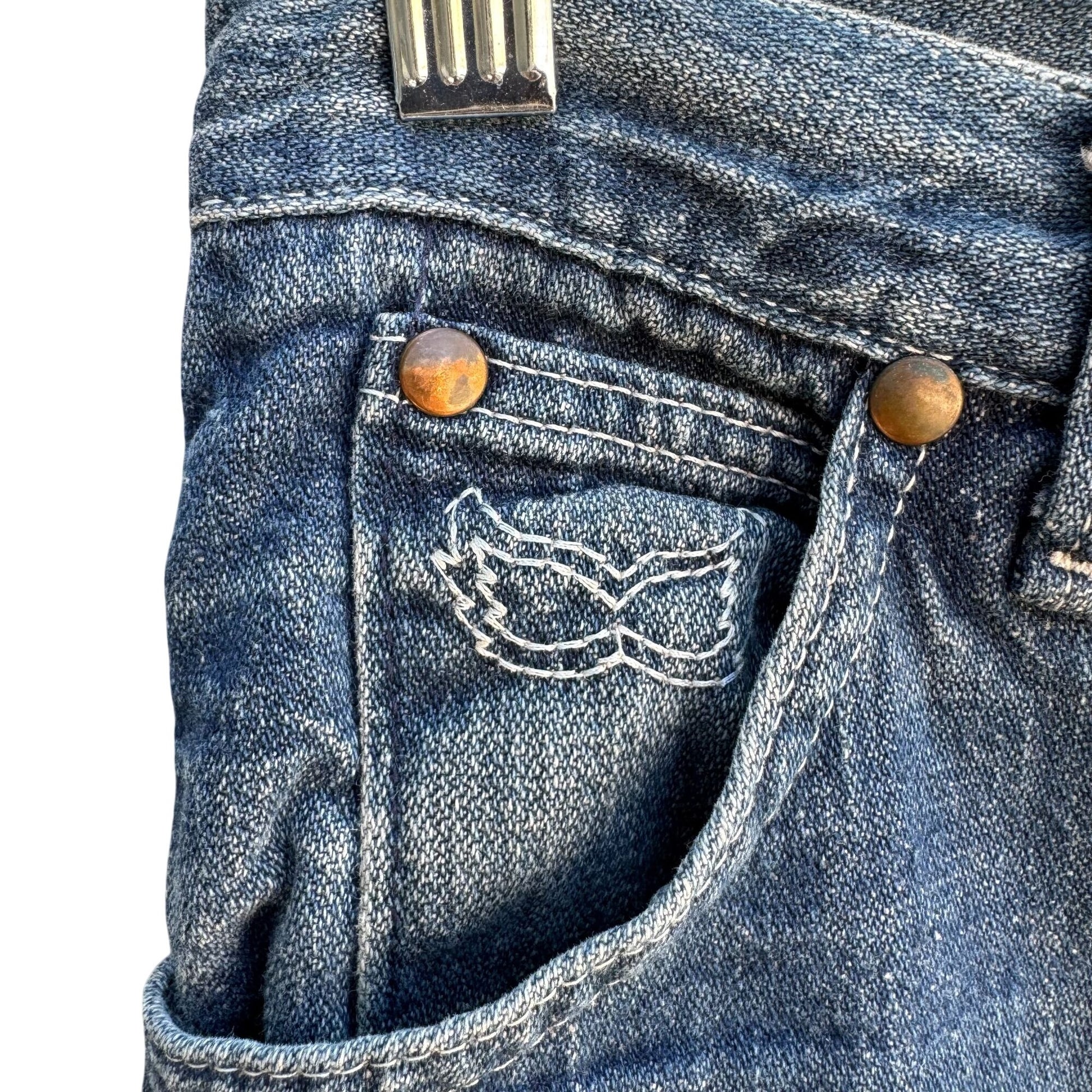 Rustler Vintage 70s Western Ligh Blue Faded Distressed Straight Leg Denim Jeans