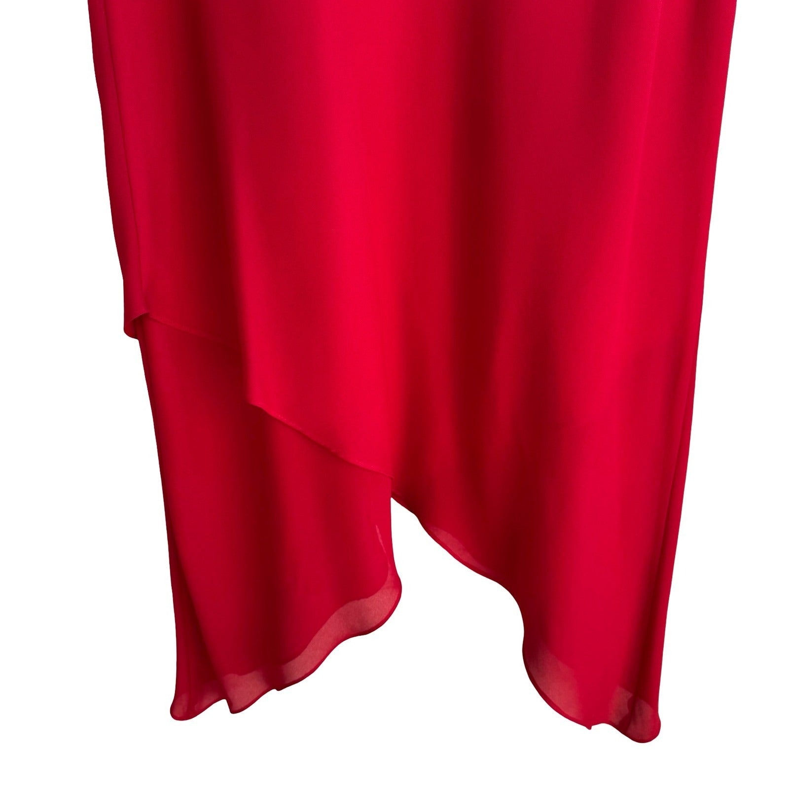 Jessica Howard Flowy Handkerchief Hem Layered Midi Cocktail Skirt Red Womens 12