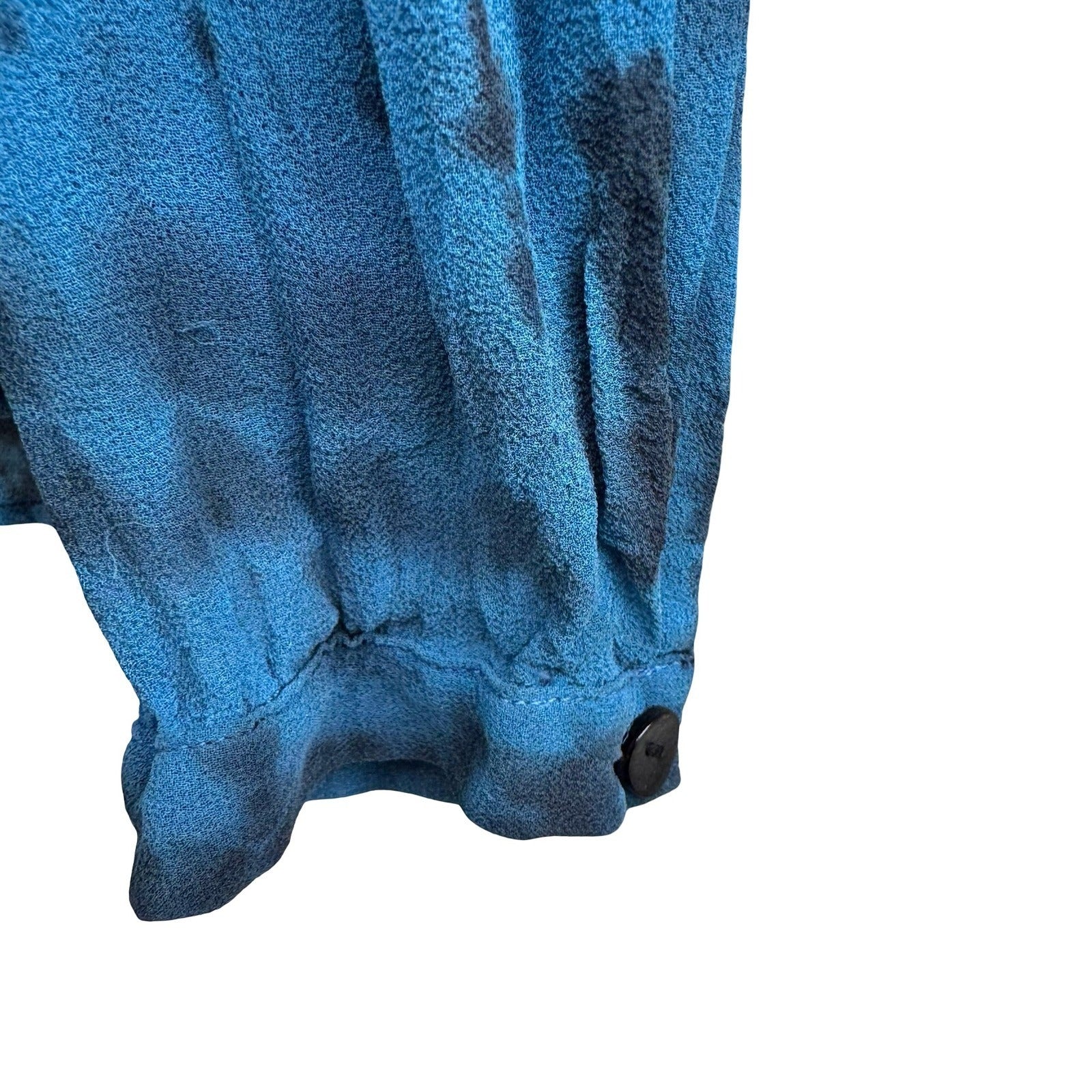 Red Haute Boho Coastal Ethereal Shibori Tie Dye Wrap Front Flowy Blouse Blue S