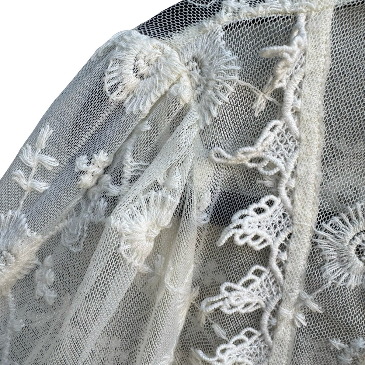 Forever 21 Coquette Sheer Floral Lace Mesh Victorian Dainty Boho Bridal Blouse S
