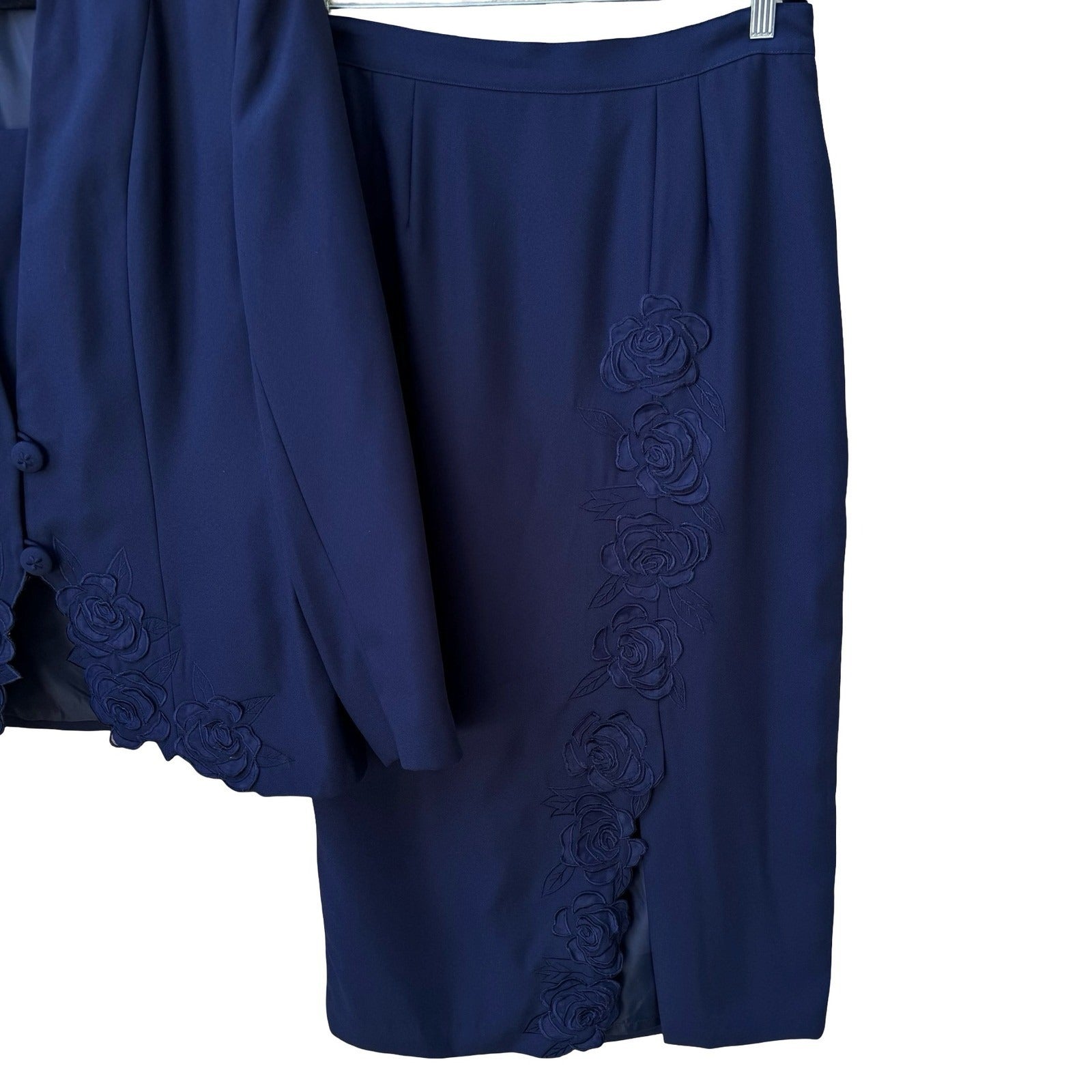 St Anthony Evening Formal Wedding Mother Of The Bride Skirt Suit Floral Applique