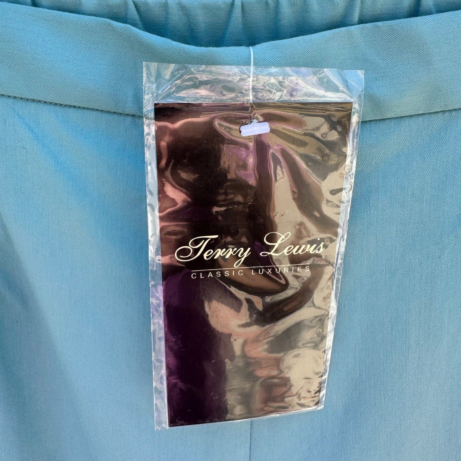 Terry Lewis Turquoise Blue Straight Leg Pants Medium NWT Coastal Minimalist