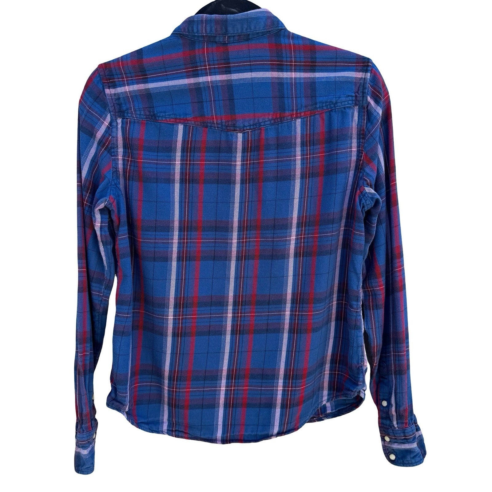 Lee Western Flannel Shirt Plaid Pearl Snap Country Cowgirl Americana Womens S