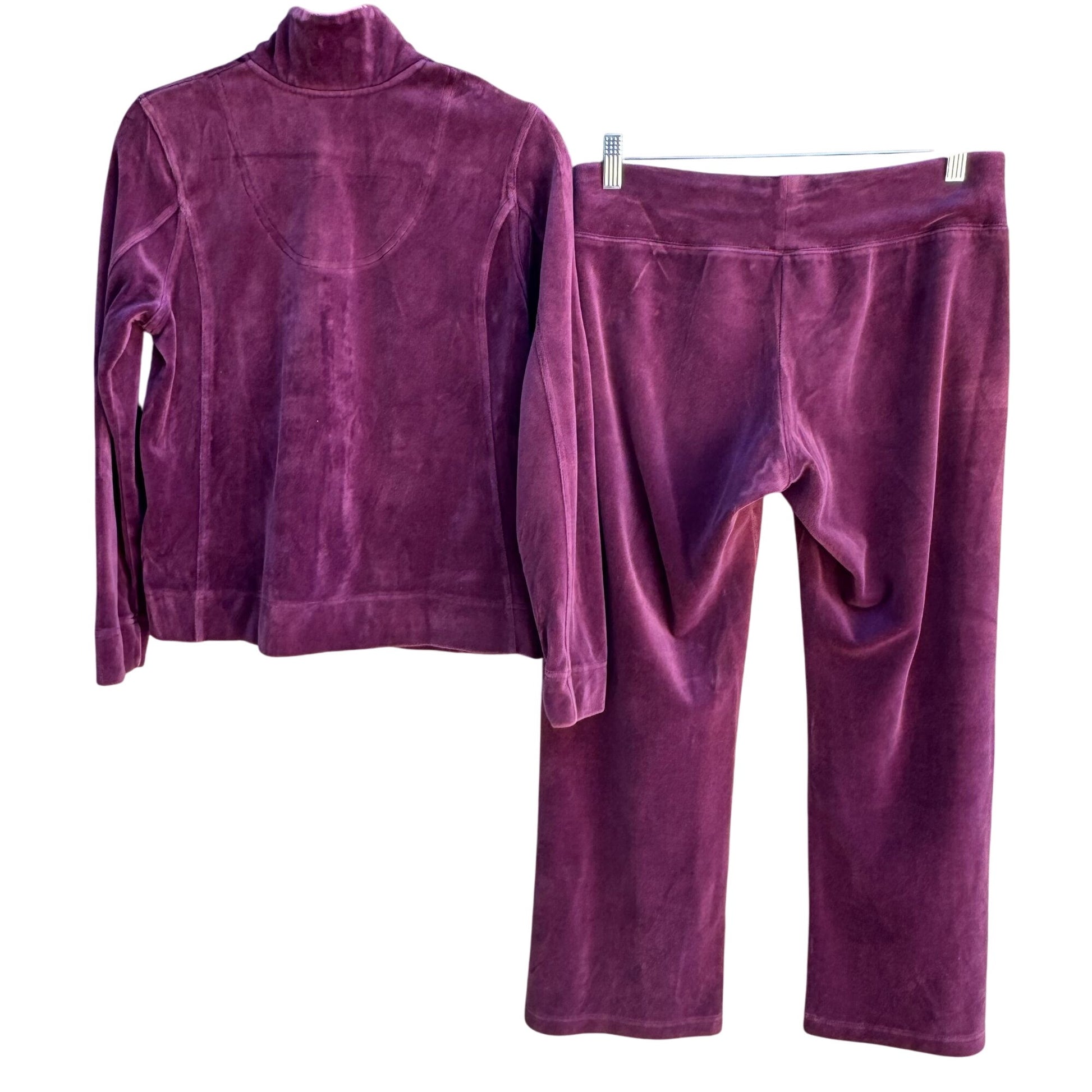 Norsport Vintage 90s Womens Purple Velour Tracksuit Set Jacket & Pants Petite M