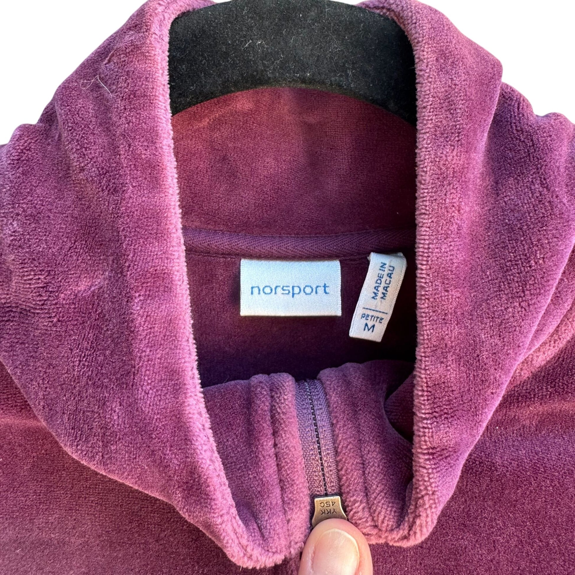 Norsport Vintage 90s Womens Purple Velour Tracksuit Set Jacket & Pants Petite M
