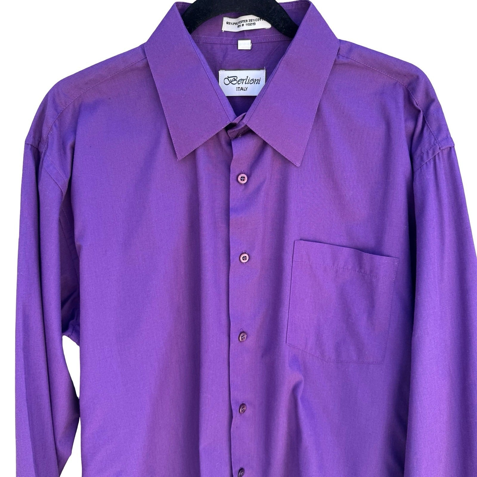 Berlioni Italy Vintage Business Professional Dress Shirt Purple Mens XL Office