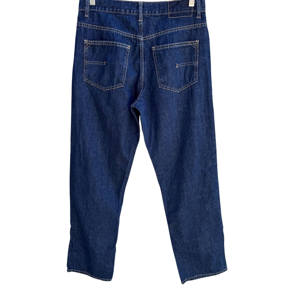 Calvin Klein Mens Dark Wash Relaxed Fit Cotton Straight Leg Denim Jeans 32x32