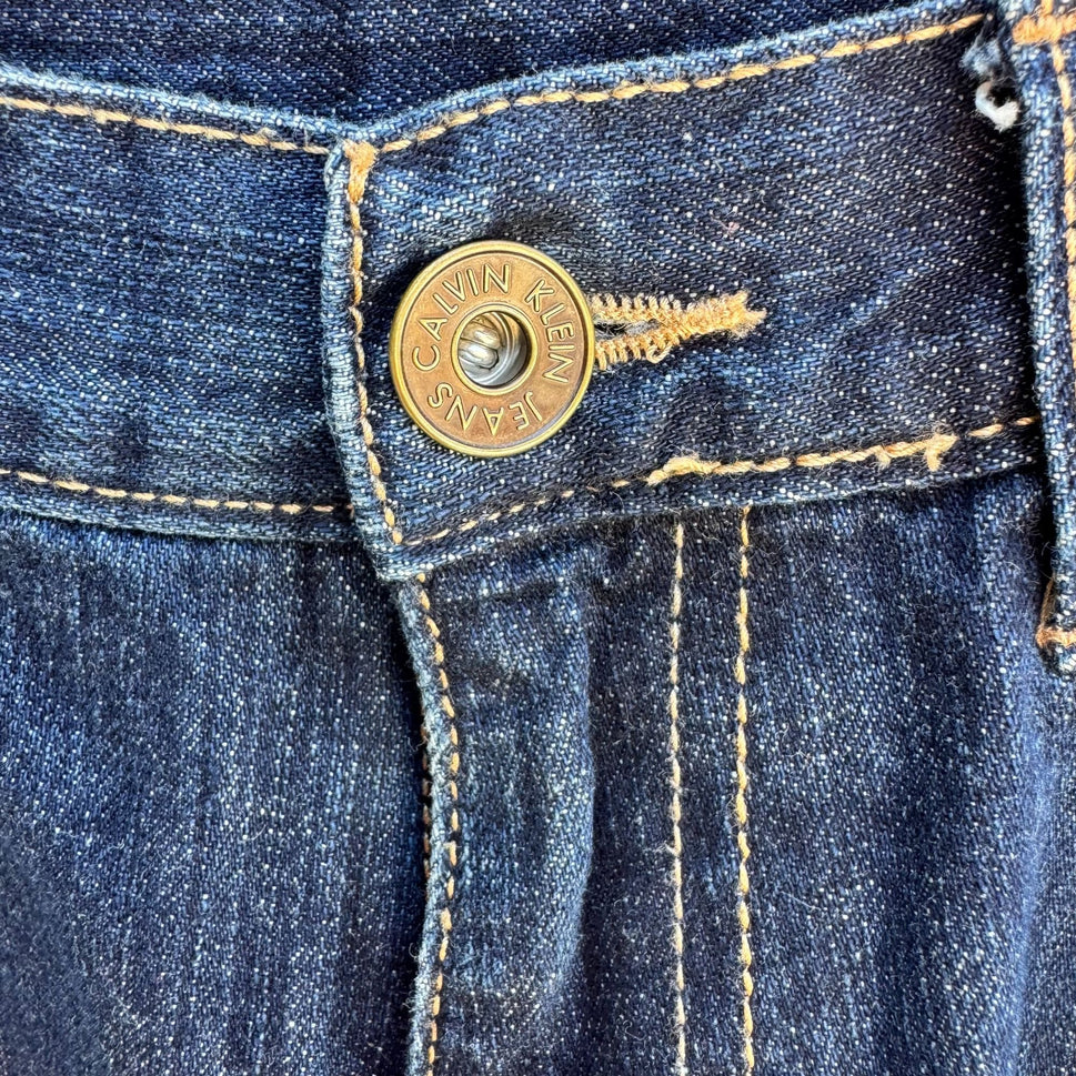 Calvin Klein Mens Dark Wash Relaxed Fit Cotton Straight Leg Denim Jeans 32x32