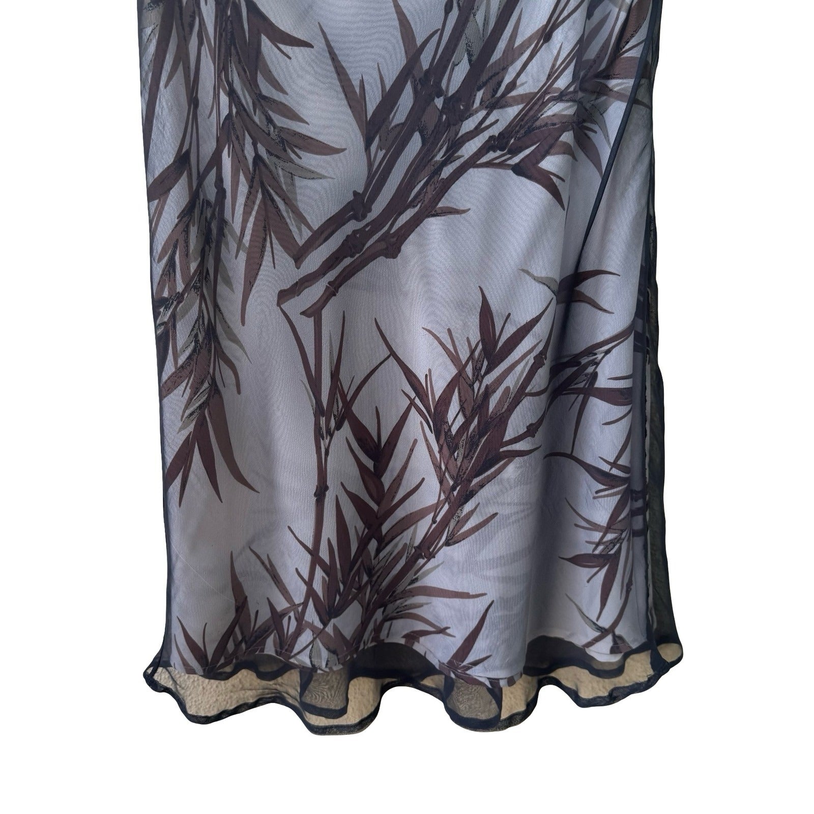 BCBG Max Azria Y2K 90s Whimsigoth Boho Bamboo Mesh Sheer Overlay Midi Skirt 4