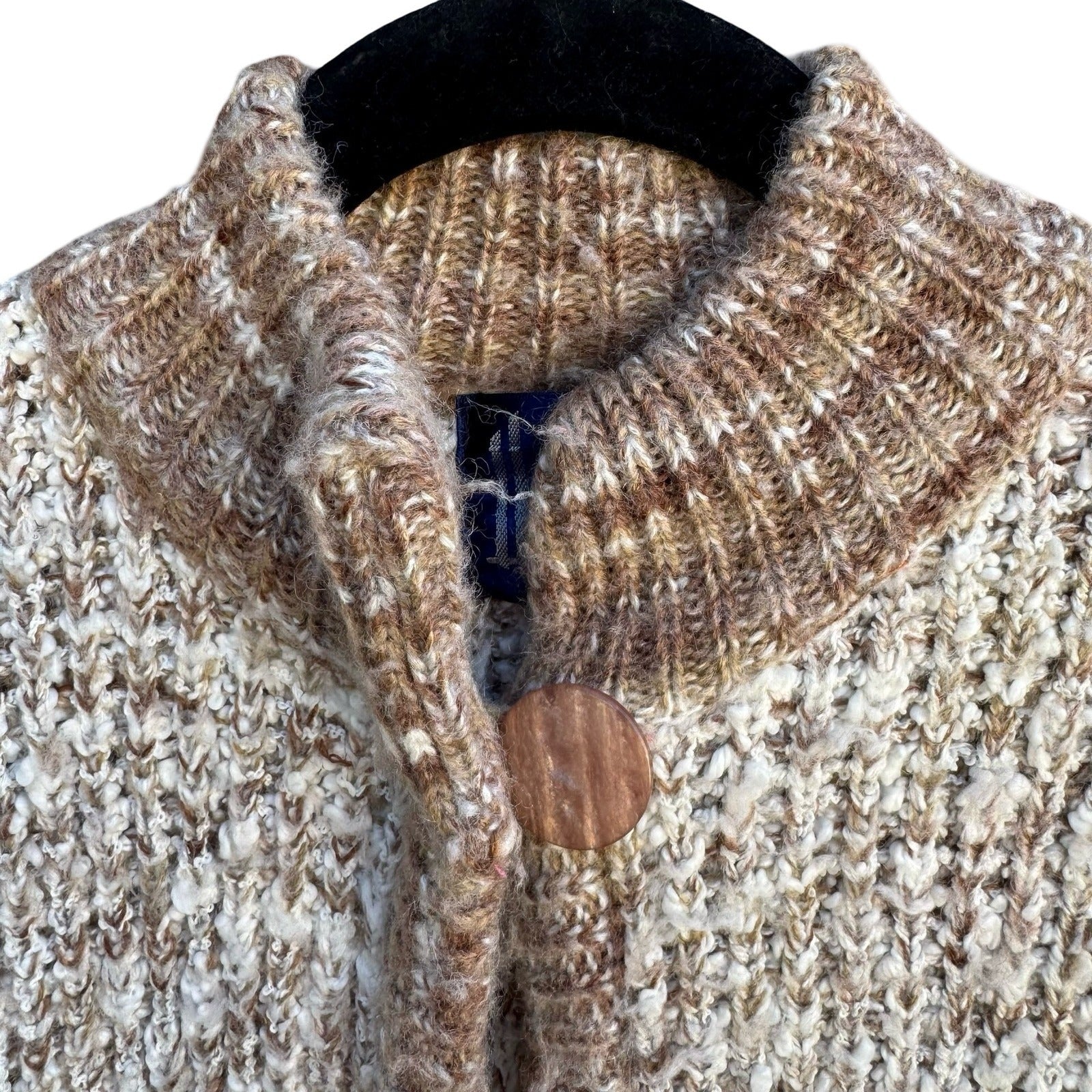 Monto par le Chois Vintage Brown Cream Marled Knit Longline Cardigan Sweater S