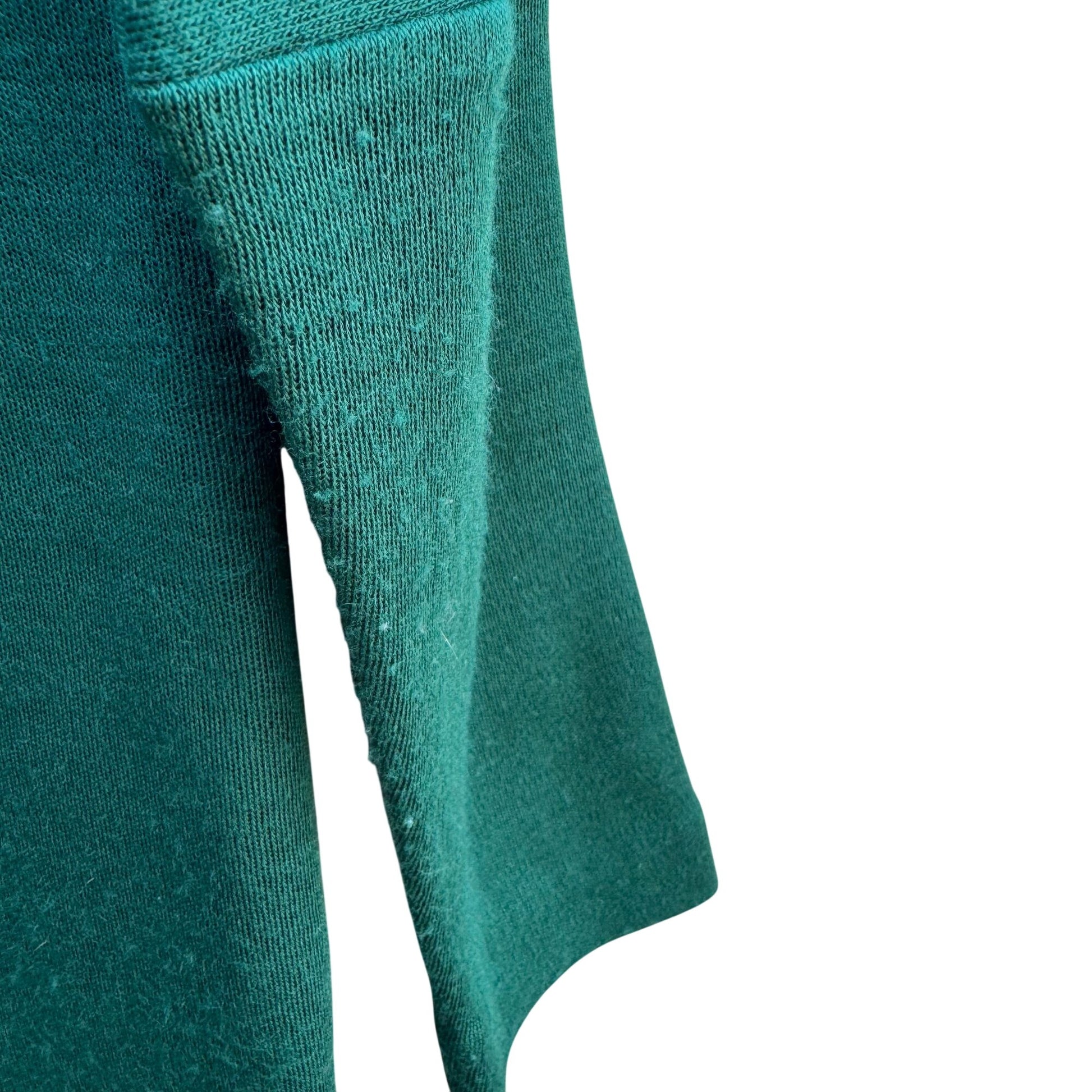 Liz Claiborne Vintage Womens Petite XS Green Mockneck Sweater Dress Wool Blend