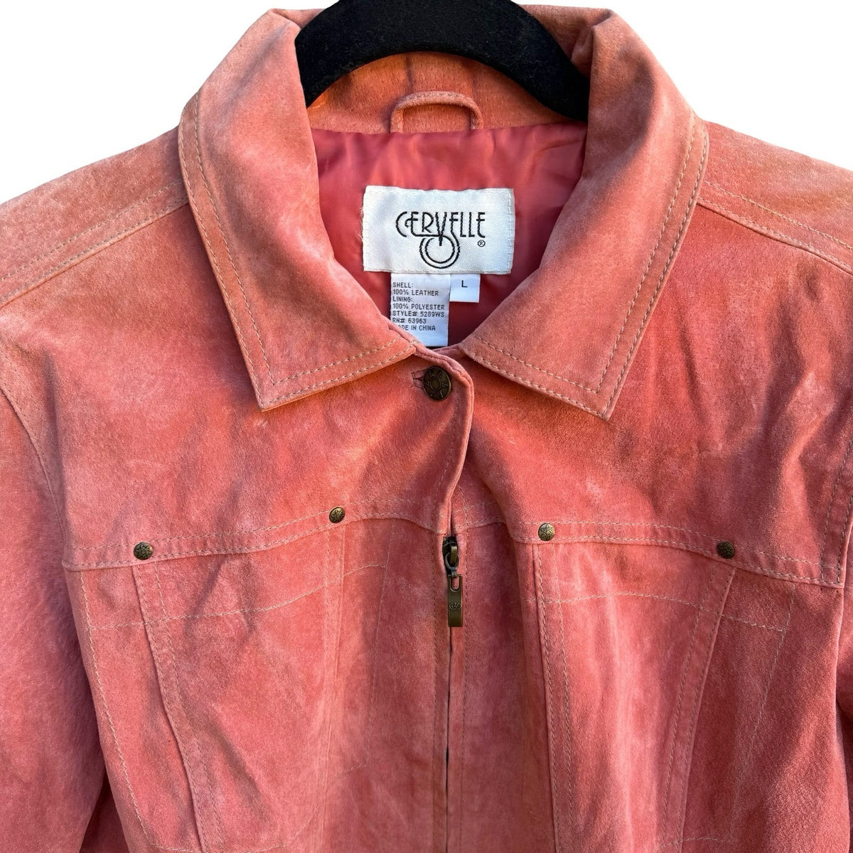 Cervelle Vintage 90s Suede Leather Western Boho Coastal Cowgirl Jacket Pink L