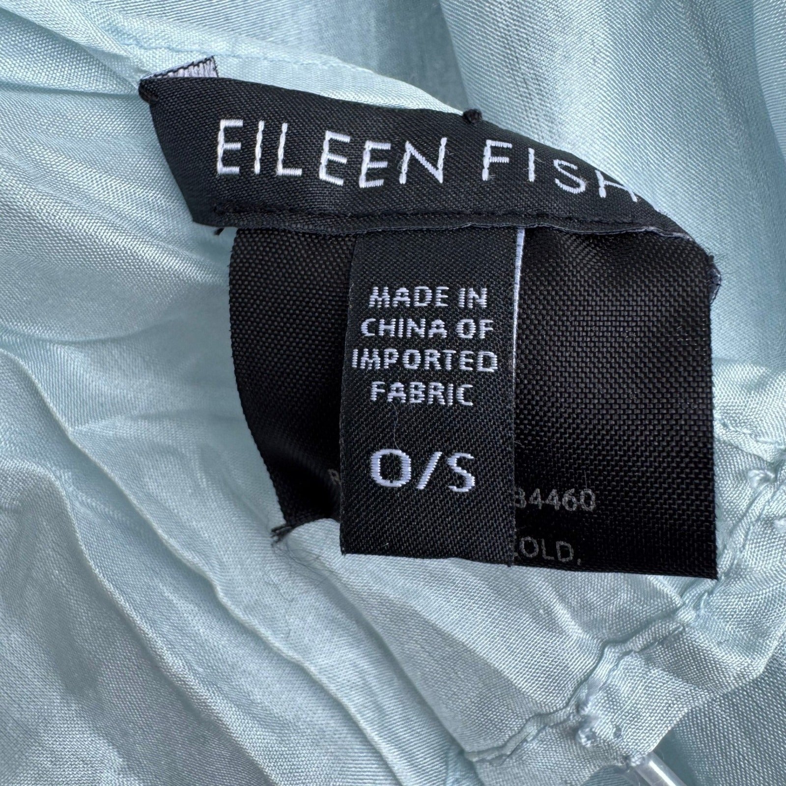 Eileen Fisher 100% Silk Coastal Minimalist Crinkle Beaded Scarf Wrap Pastel Blue