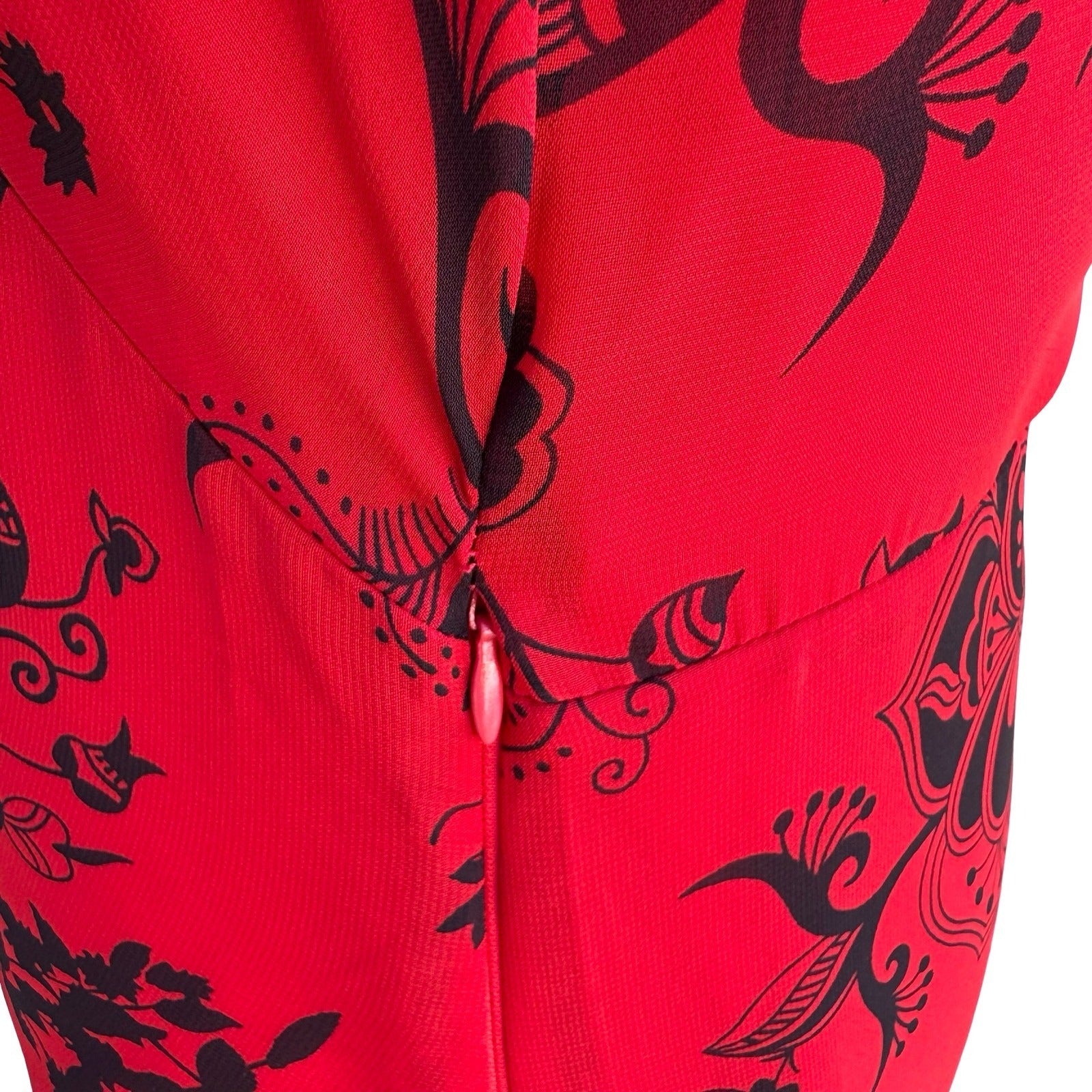 Jonathan Martin Whimisigoth Dark Floral Paisley Sheer Midi Dress Red Womens 10