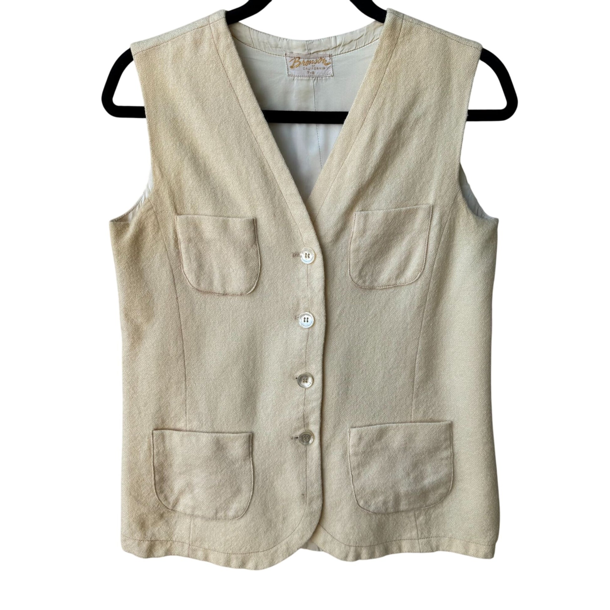 Bronson of California Vintage 50s 60s Butter Womens Wool Lined Four Pocket Vest