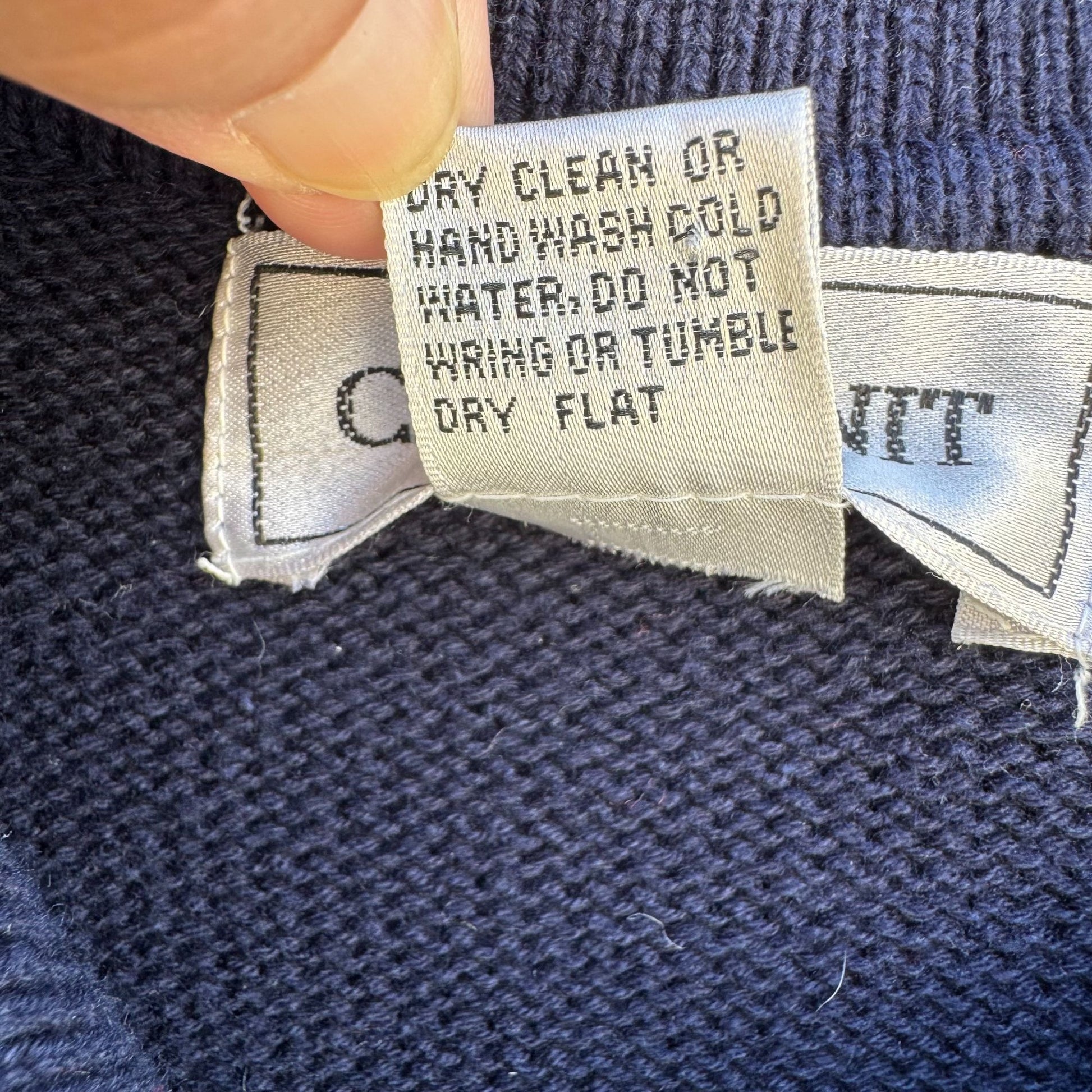 Close Knit Vintage Womens Navy Blue Knit Polo Collar Quarter Sleeves Sweater L