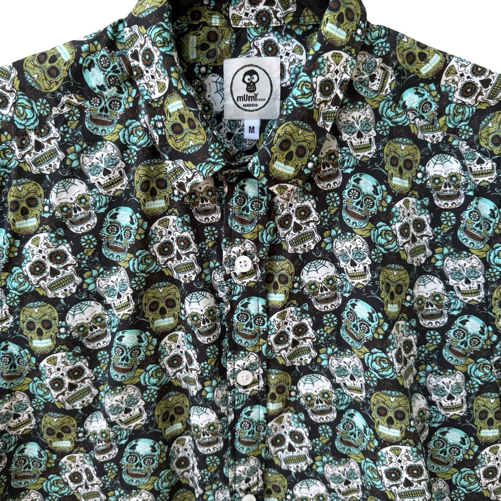 Mumy Room Madrid Umami Sugar Skull Rockabilly Psychobilly Tattoo Print Shirt M