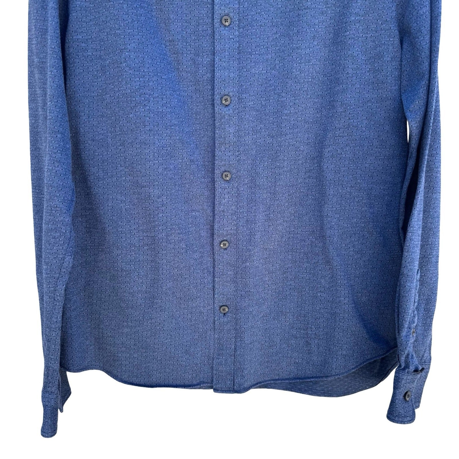 Scotch & Soda Micro Dot Slim Fit Tailored Business Casual Shirt Mens L Blue