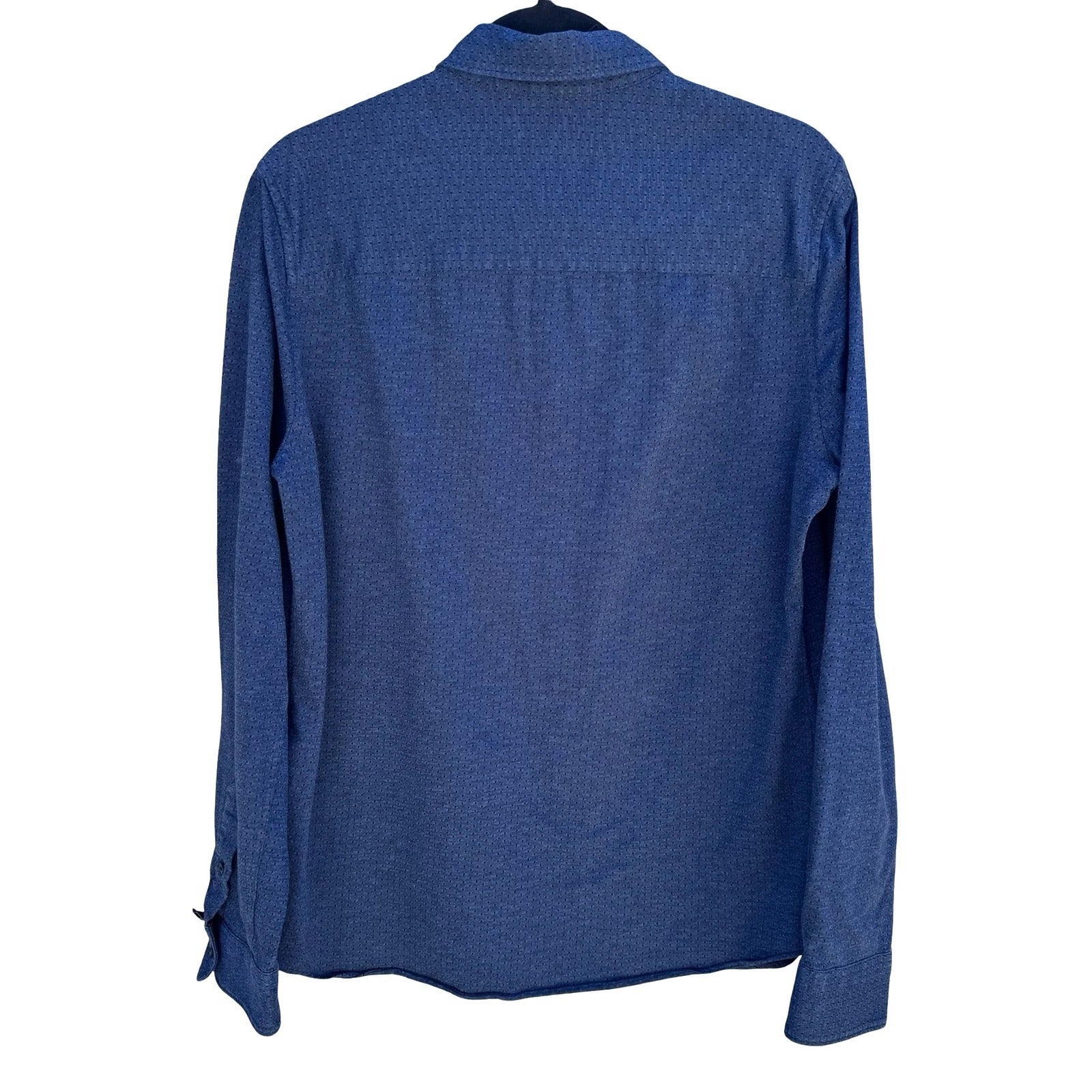 Scotch & Soda Micro Dot Slim Fit Tailored Business Casual Shirt Mens L Blue