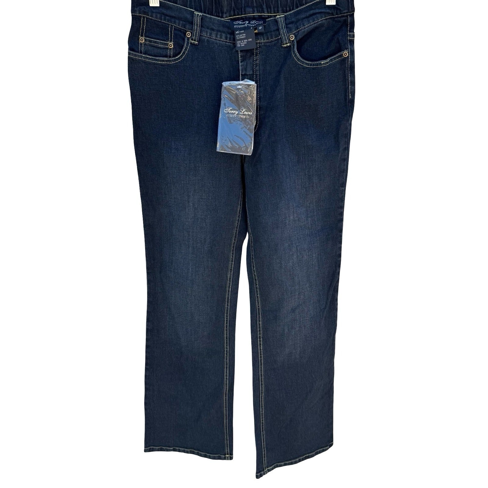 Terry Lewis Classic Luxuries Dark Wash Straight Leg Jeans Size 8P NWT Stretch