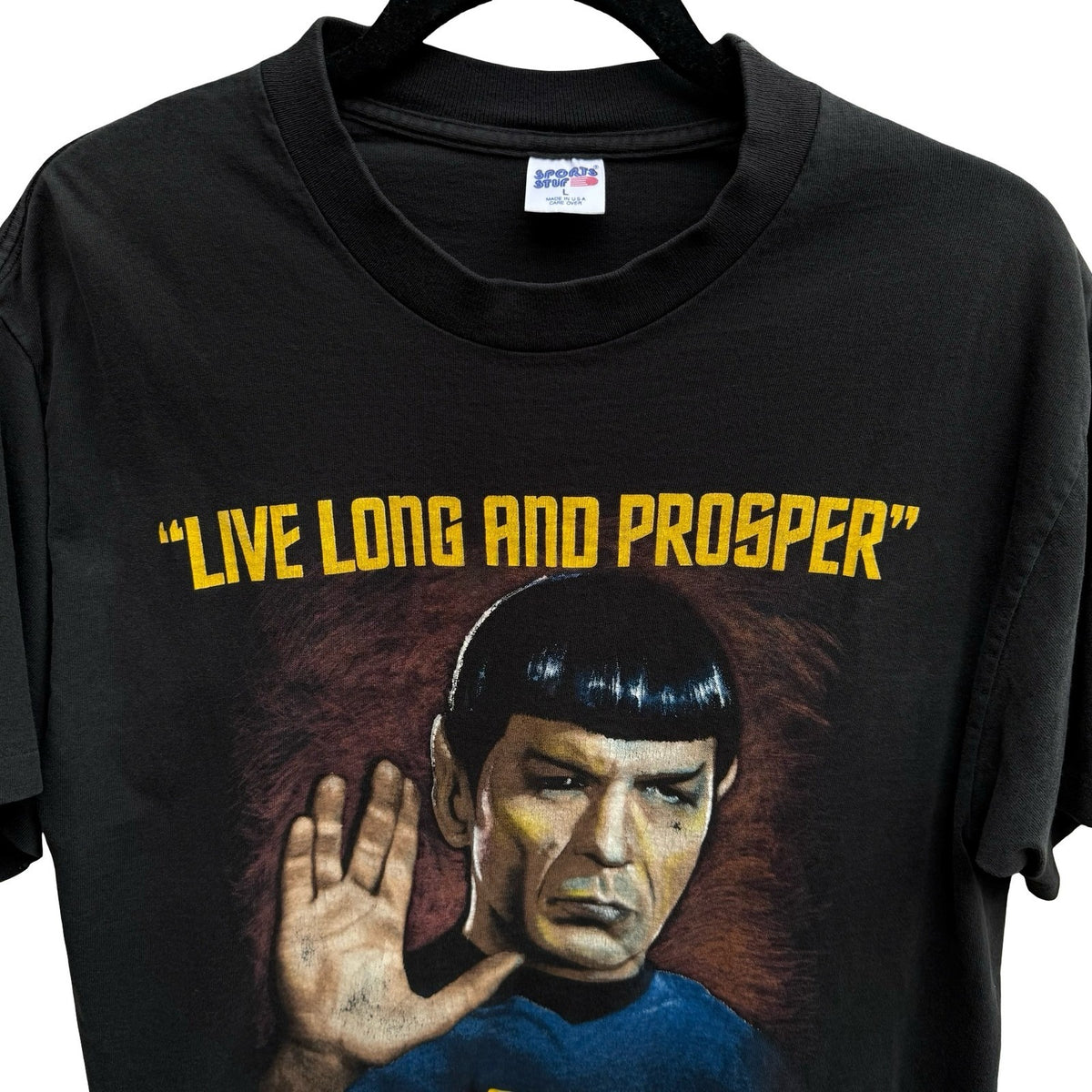 Star Trek Vintage 1993 Sports Stuff Spock Live Long And Prosper Shirt Black L