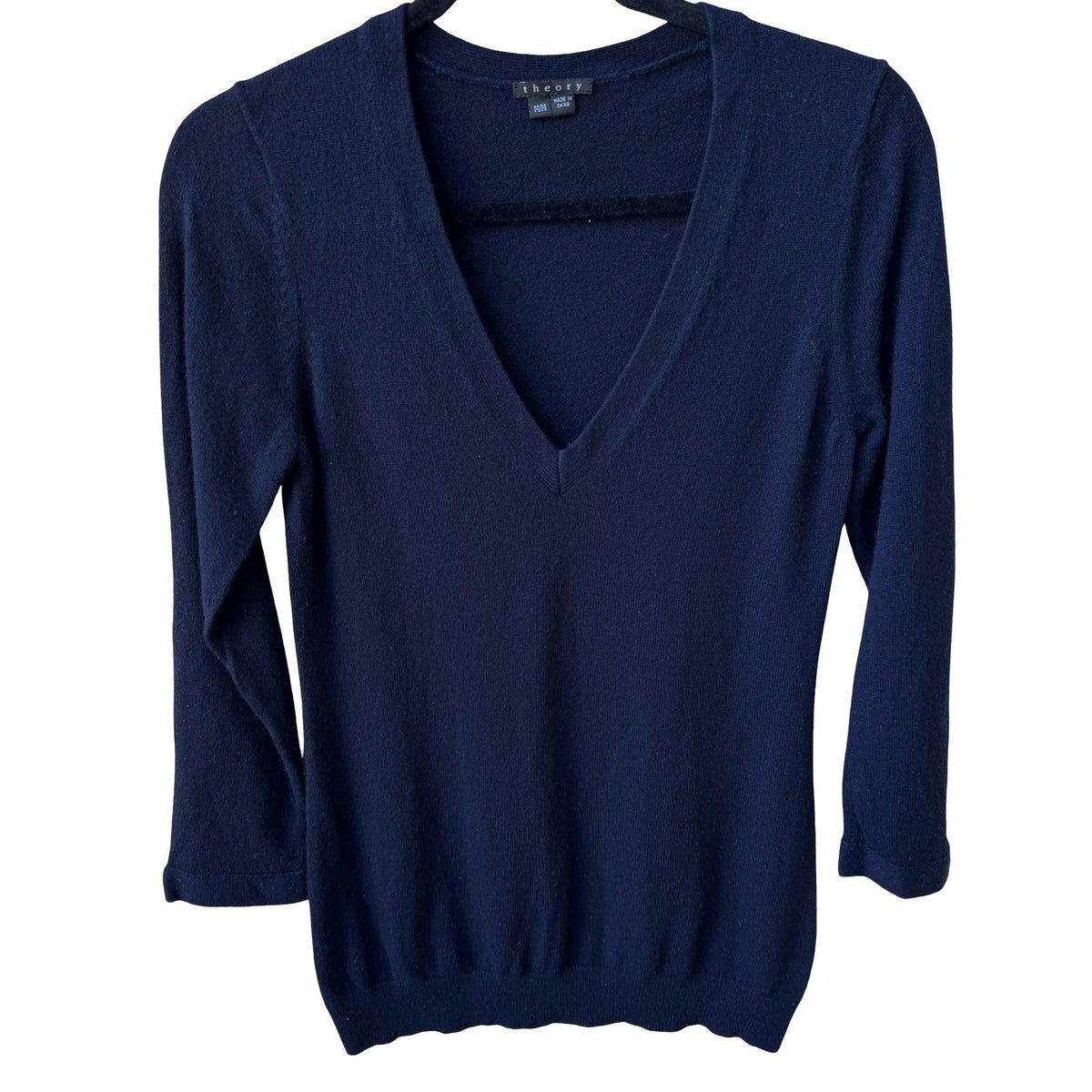 Theory Lindsay Cashmere Quiet Luxury Preppy Minimalist Capsule Sweater Navy M