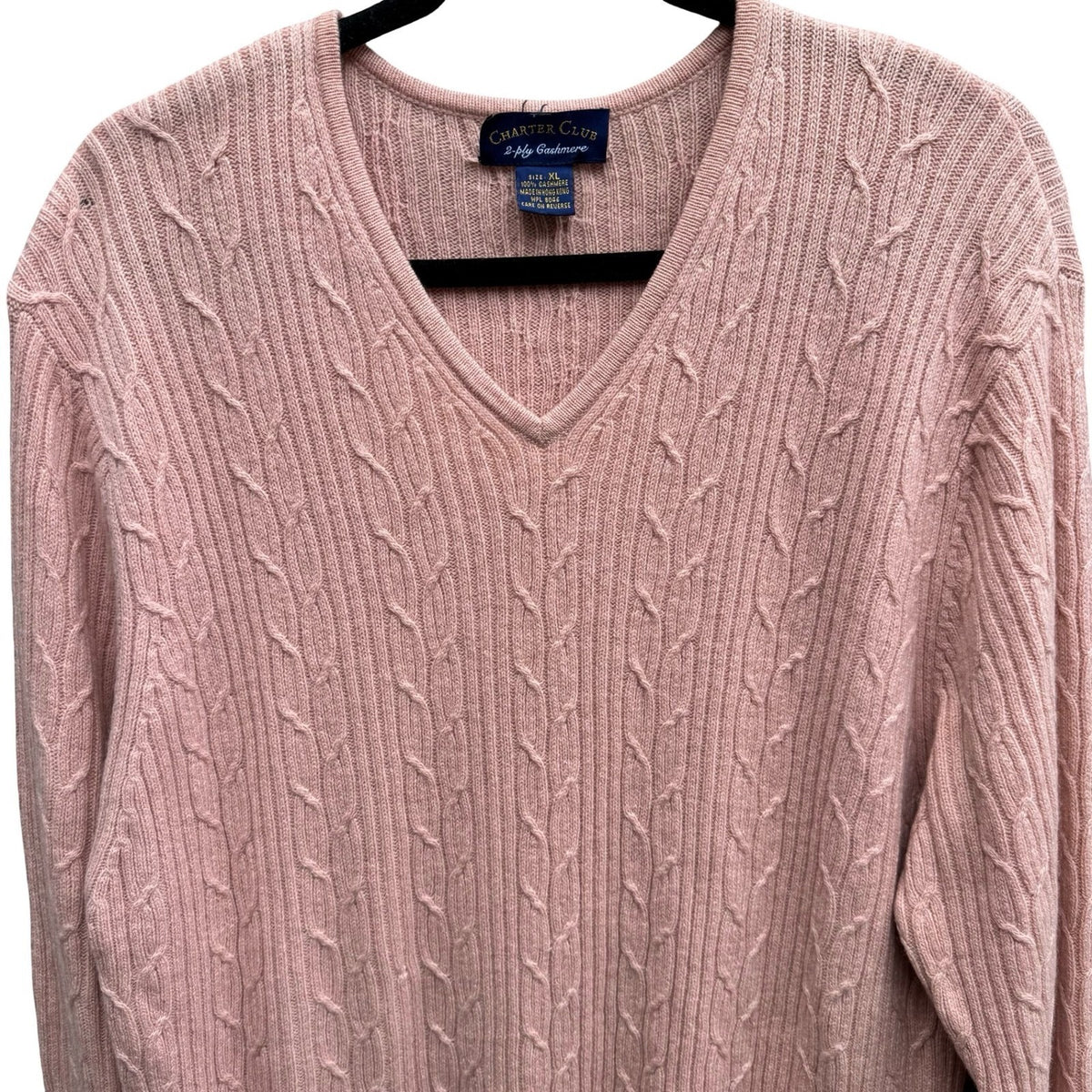 Charter Club Cashmere Coquette Preppy Soft Girl Cable Knit Sweater Pastel XL