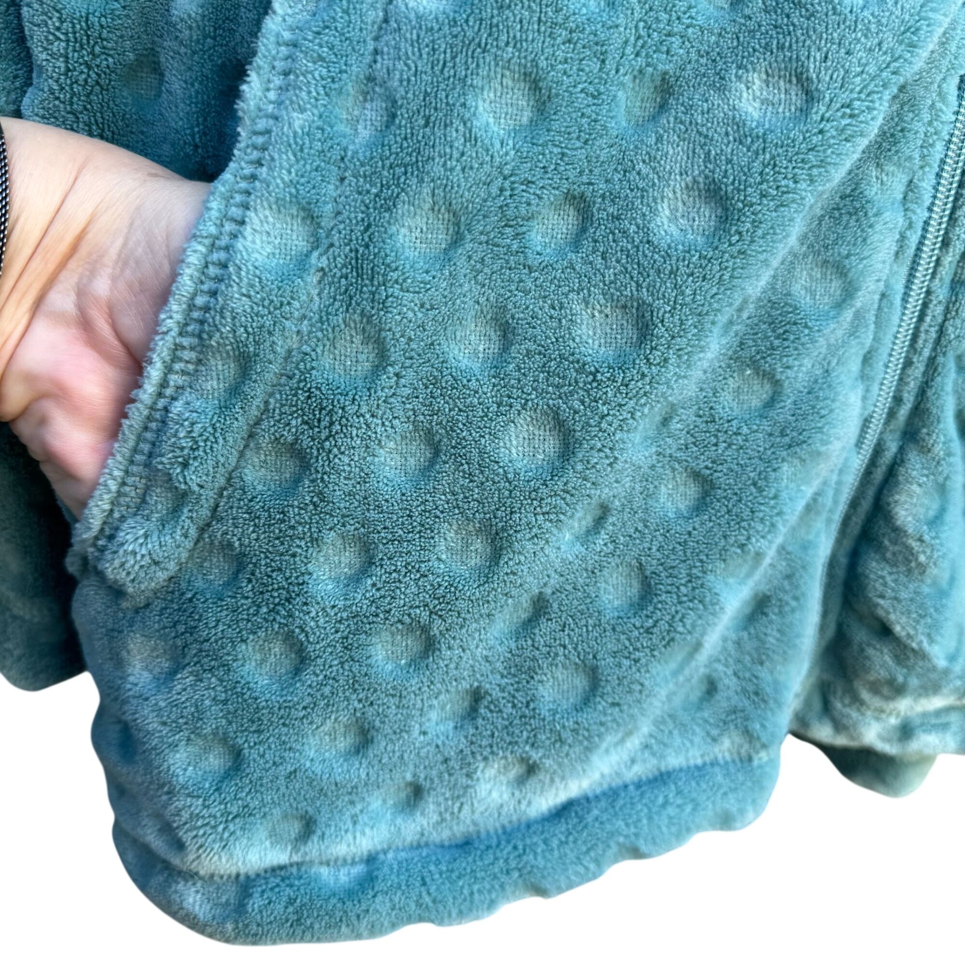 Jason Maxwell Womens Aqua Textured Fuzzy Fleece Polka Dot Zip-Up Jacket M Cozy