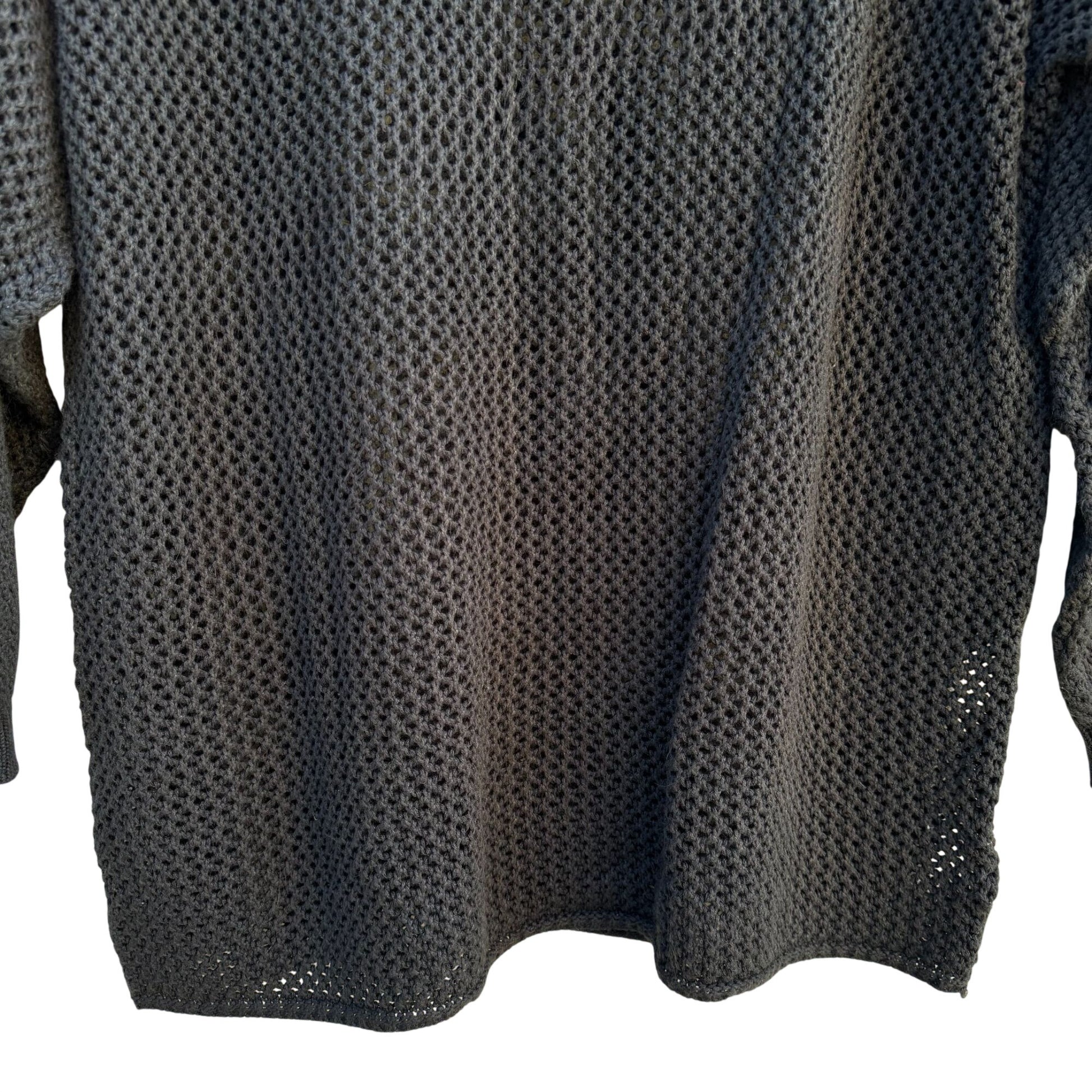 Vintage 80s Oversized Womens Black Goth Alternative Knit Sweater Top Fishnet L