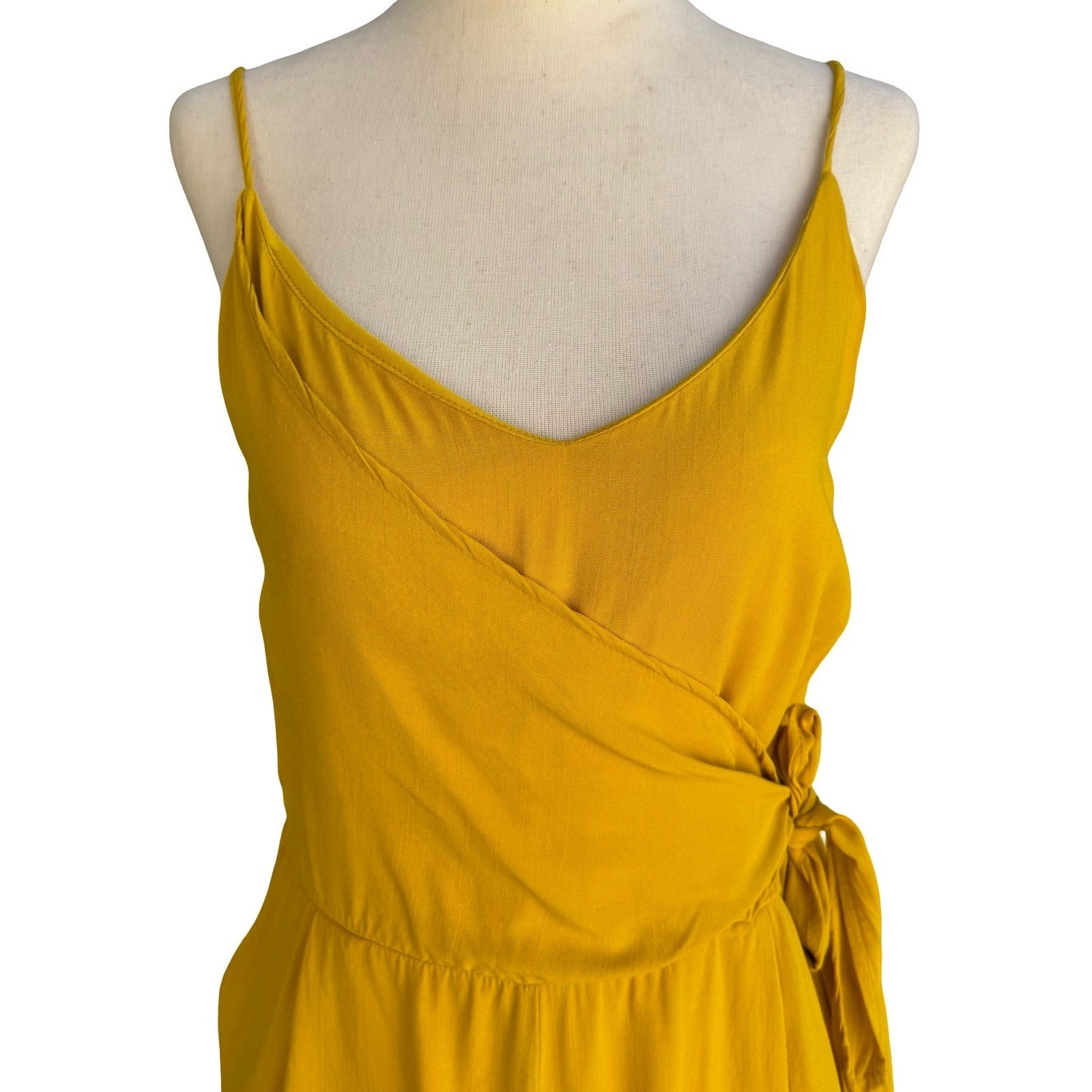 One Clothing Festival Boho Faux Wrap Romper Spaghetti Strap Sun Yellow Womens M