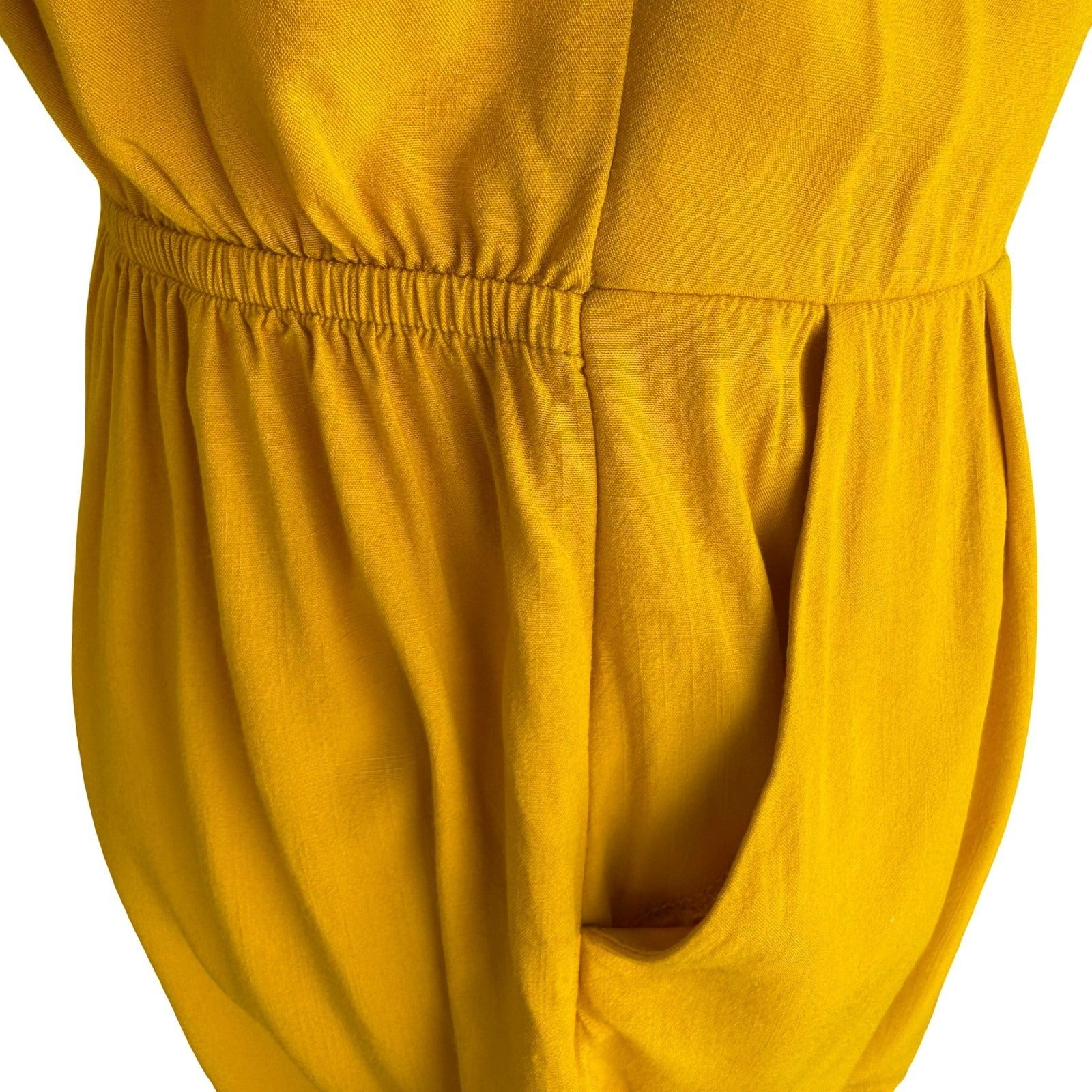 One Clothing Festival Boho Faux Wrap Romper Spaghetti Strap Sun Yellow Womens M