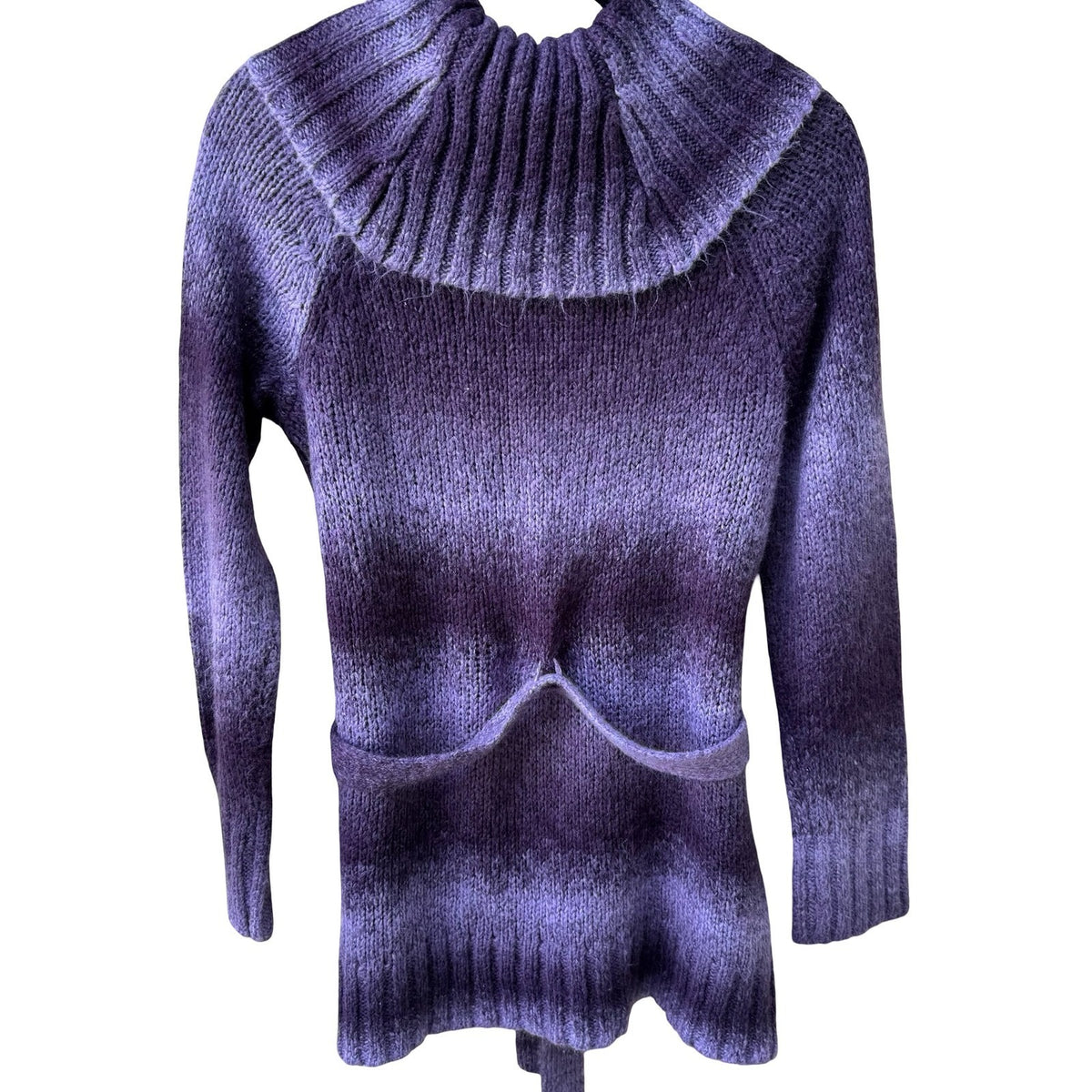 Carolyn Taylor Whimsygoth Fairycore Boho Ombre Belted Cowl Neck Sweater Purple M