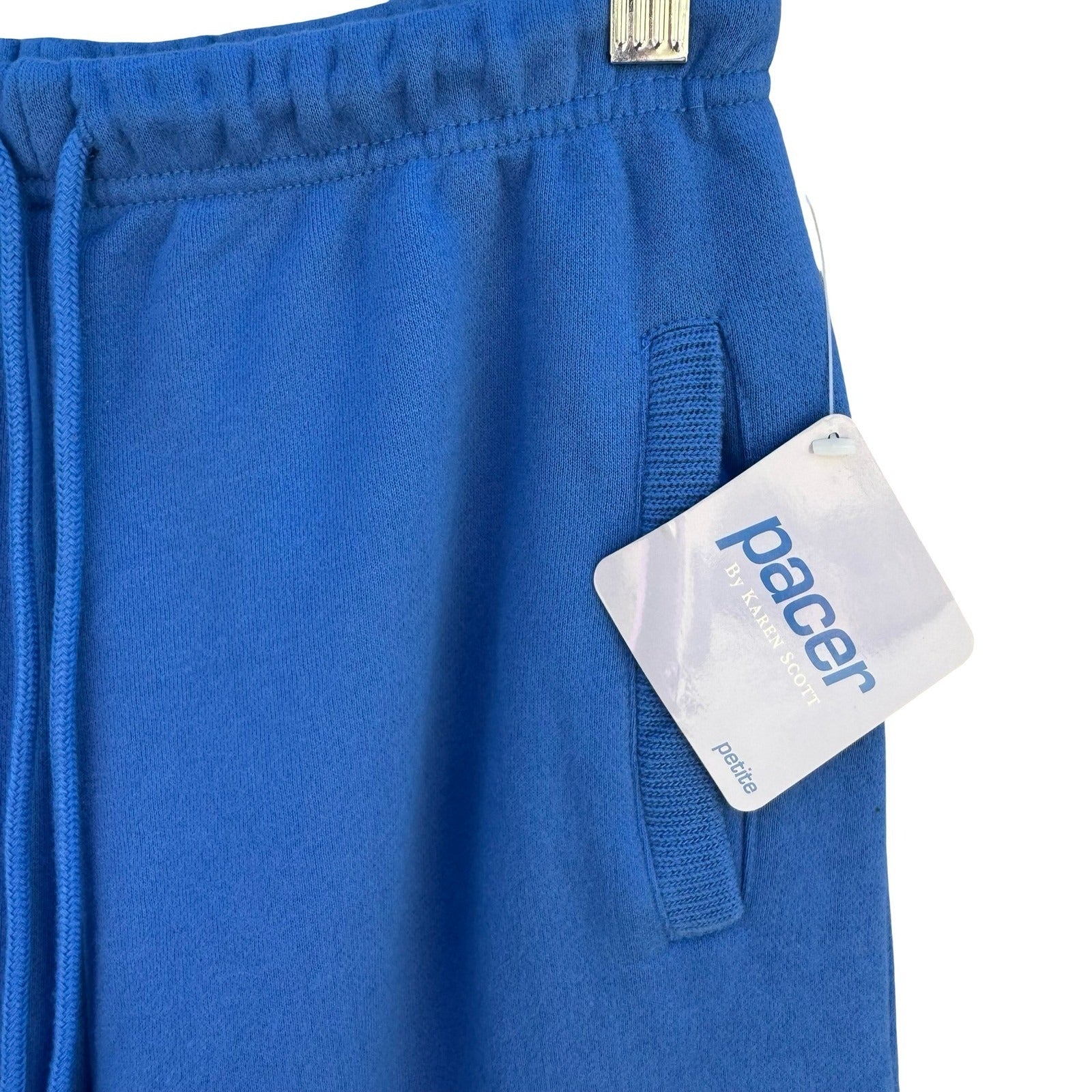 Pacer by Karen Scott Blue Fleece Sweatsuit Set Crewneck Sweatpants Womens PS NEW