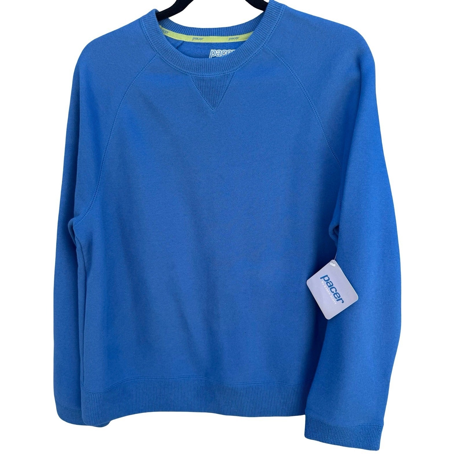 Pacer by Karen Scott Blue Fleece Sweatsuit Set Crewneck Sweatpants Womens PS NEW