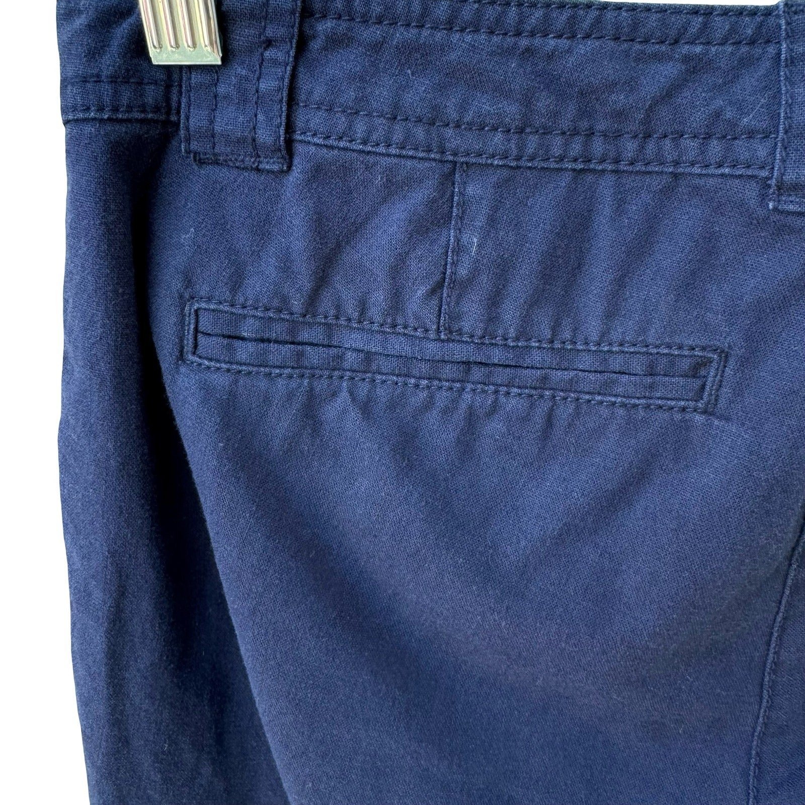New York & Company Navy Blue Linen Cotton Utility Straight Leg Pants Womens 2
