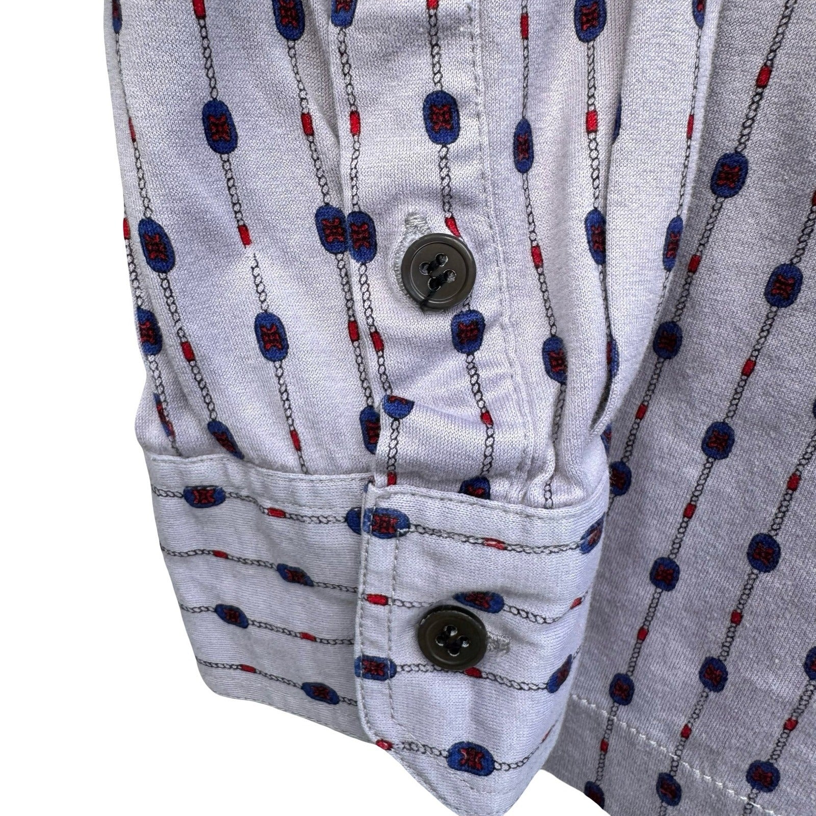 Italyva La Moda Italy Mens Grey Geometric Chain Print Button Up Shirt Size 90