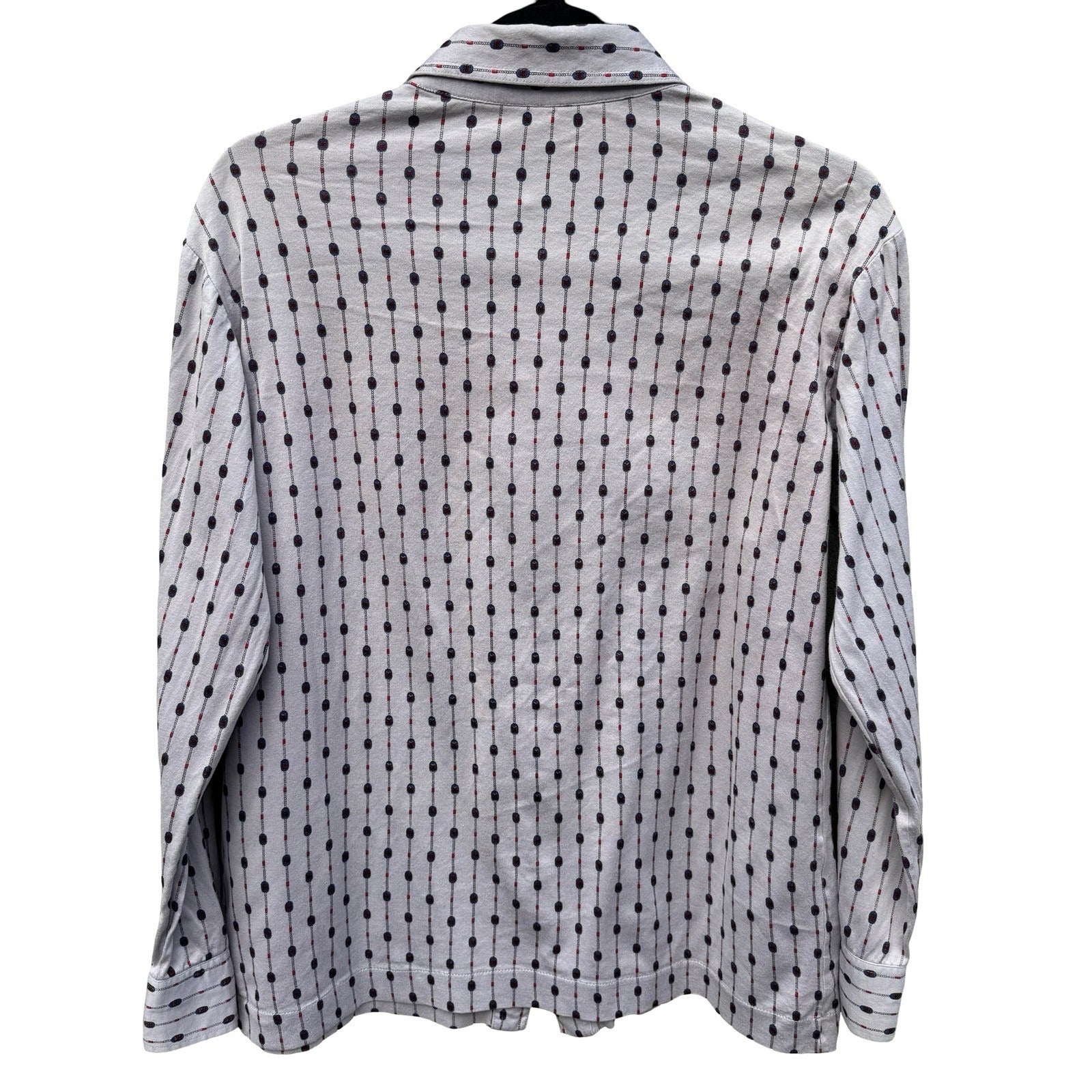 Italyva La Moda Italy Mens Grey Geometric Chain Print Button Up Shirt Size 90