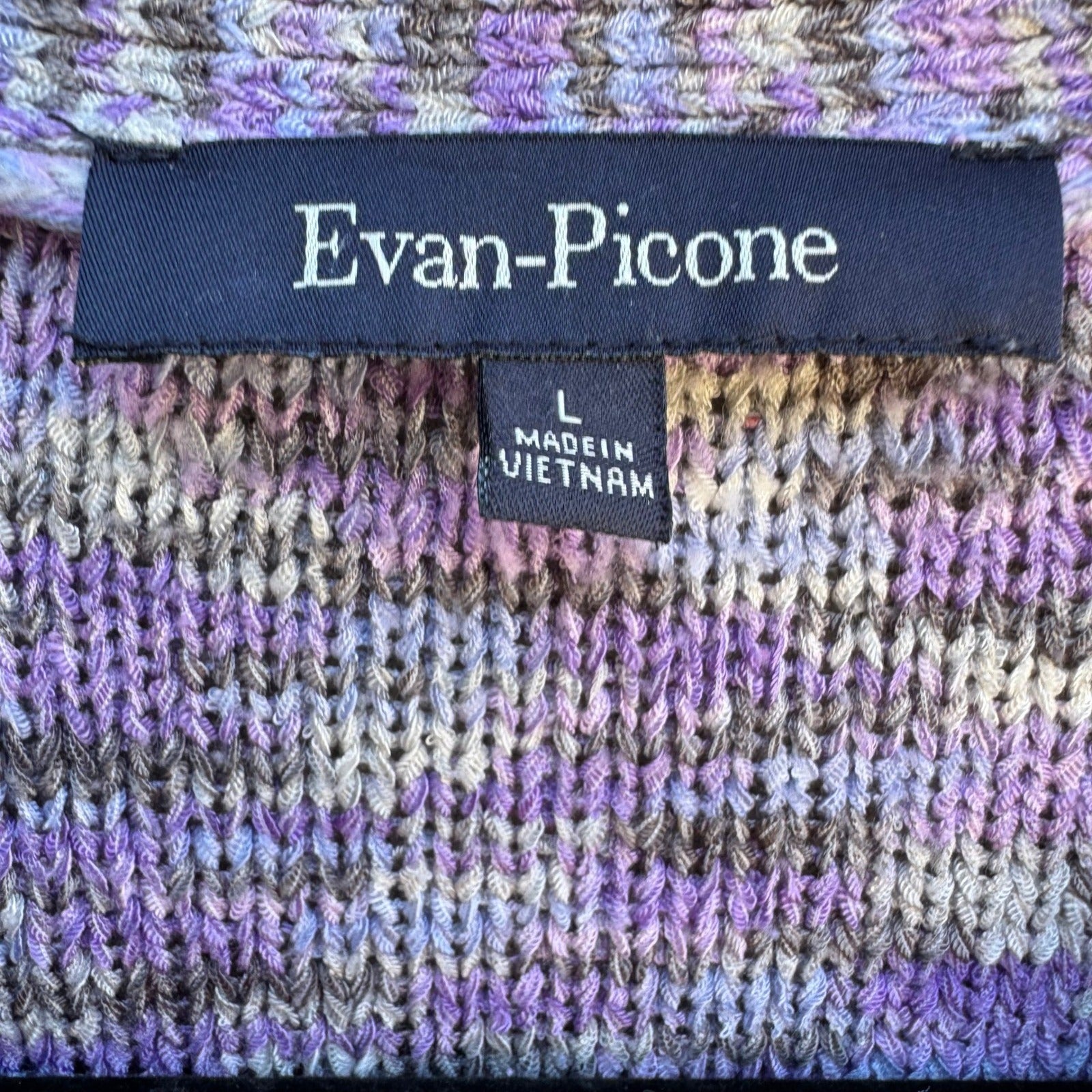 Evan-Picone Layering Hygge Grandmacore Purple Space Dye Knit Cardigan Sweater L