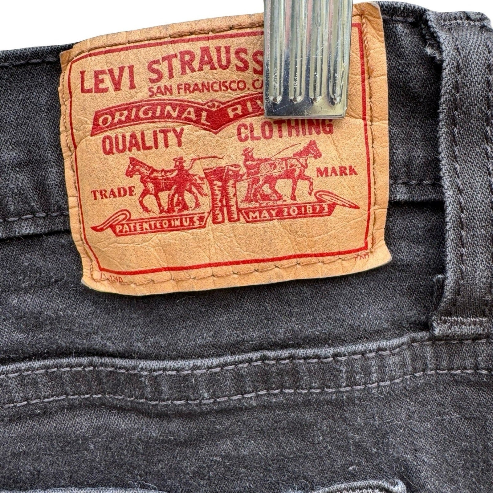 Levis 512 Perfectly Slimming Straight Leg Jeans Black Stretch Denim Size 18M