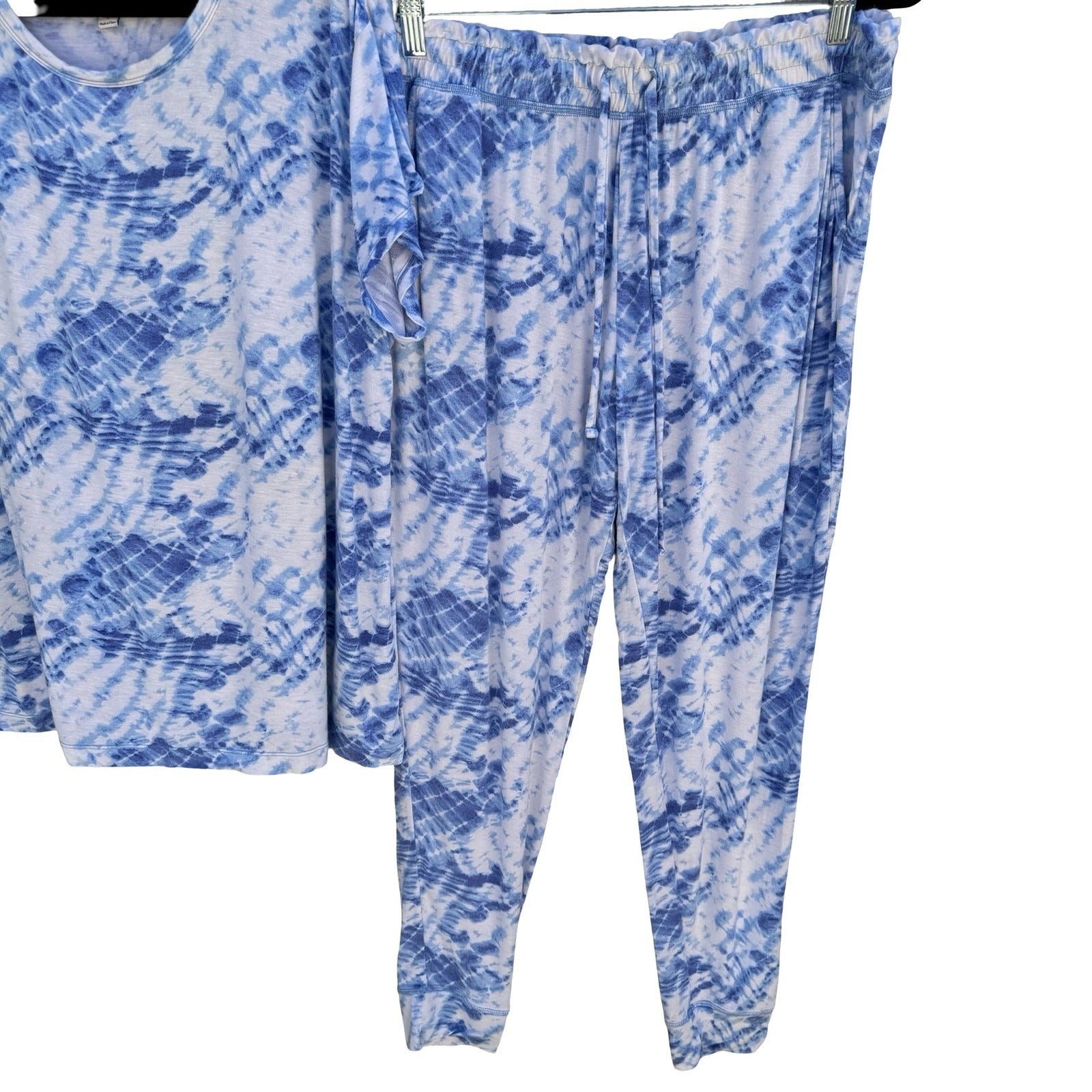 Koolaburra by UGG Womens Blue Tie Dye Pajama Set Large A391288 Loungewear Jogger