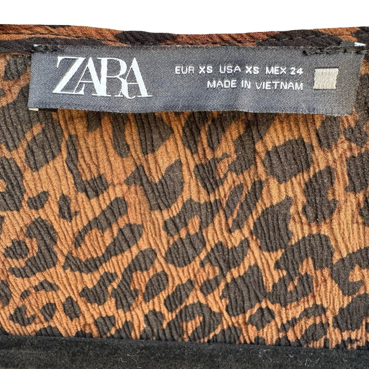 Zara Mob Wife Boho Sheer Ruffle Plisse Leopard Print Boho Midi Dress Brown XS