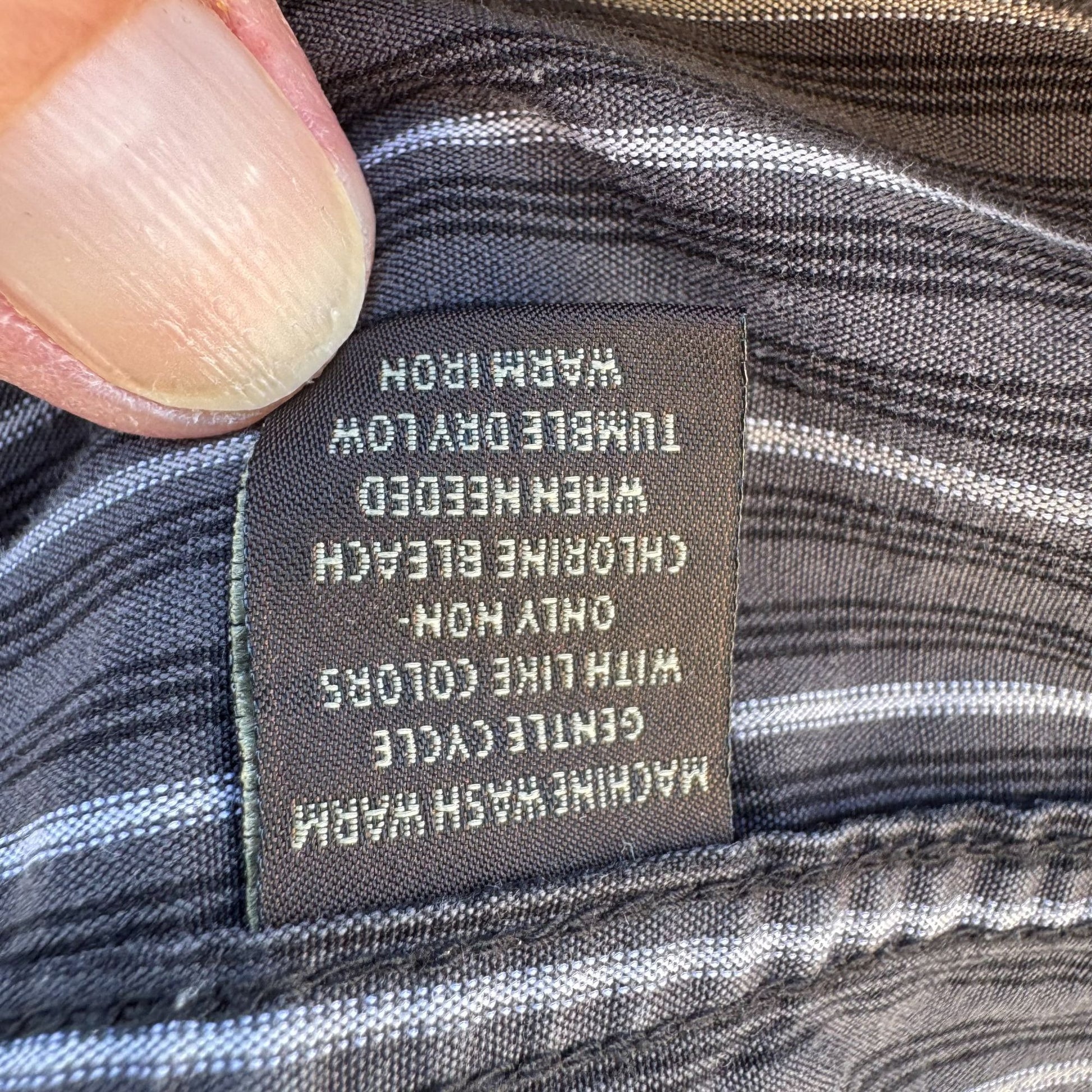 Tasso Elba Mens Tailored Fit Gray White Striped Button-Down Long Sleeve Shirt L